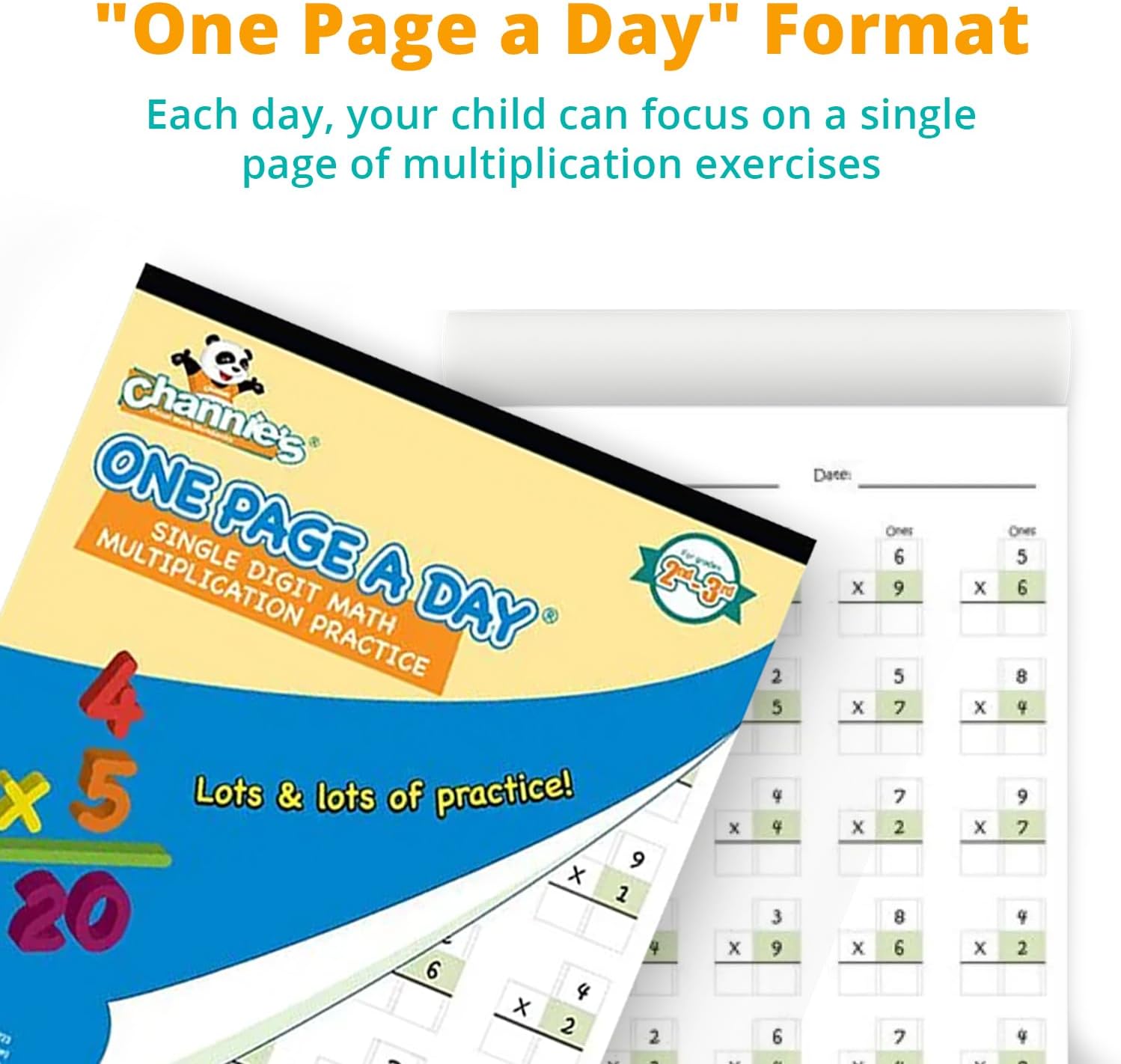 Channie’s One Page A Day Multiplication Kit, Dry-Erase Multiplication Charts for Kids, Single and Double Digit Multiplication Workbook, Easy Math, Homeschool Learning Materials