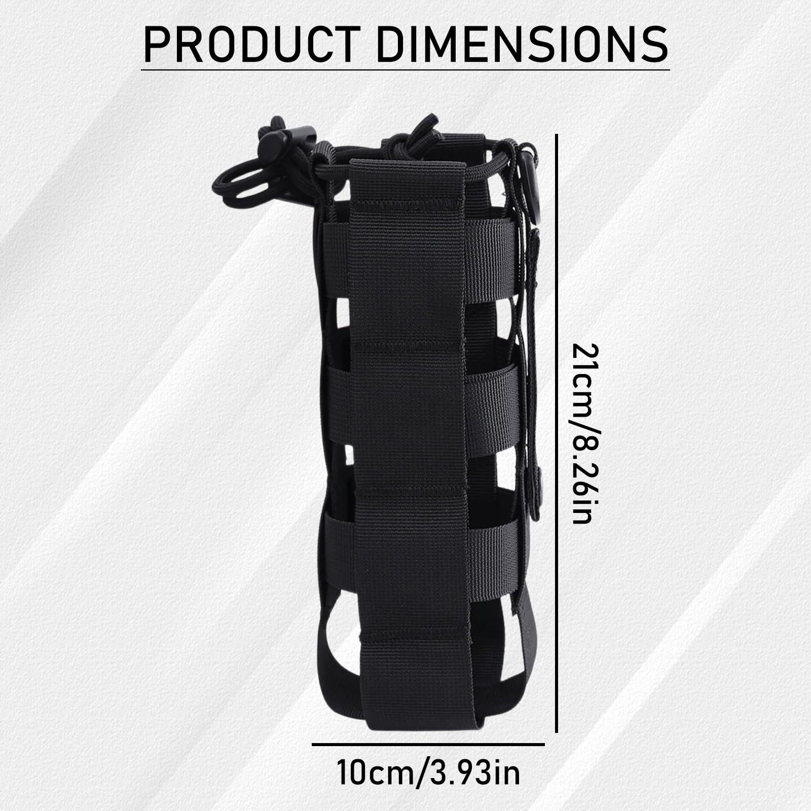 Colexy Bolsa táctica para Botellas de Agua, Ajustable Mochila Jaula para Botella de Agua, Material de Nylon con cordón, Adecuado para Correr, Senderismo,Ciclismo,Camping (Negro)