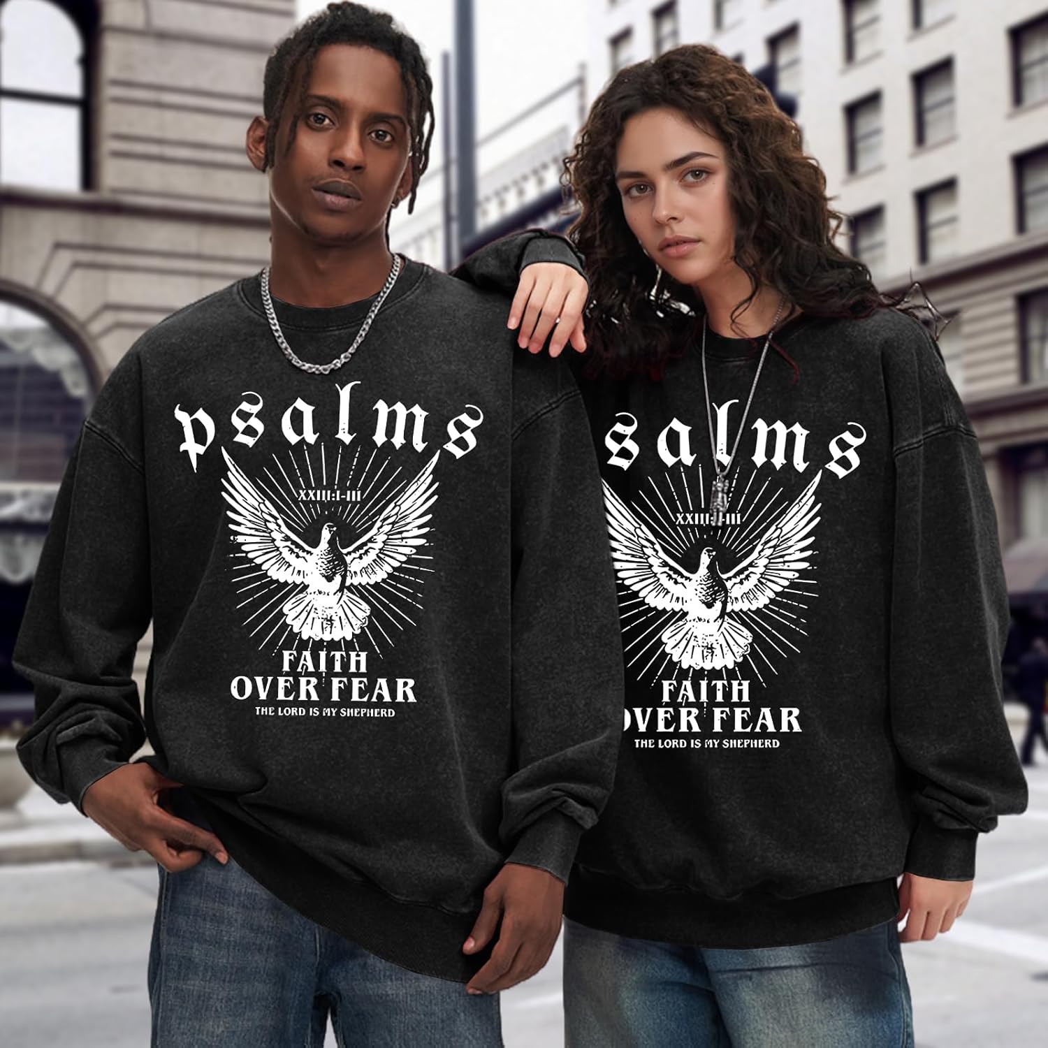 Christian Faith Over Fear Sweatshirt Men Jesus Inspirational Hoodie Religious Graphic Bible Verse Shirts Pullover - Image 6