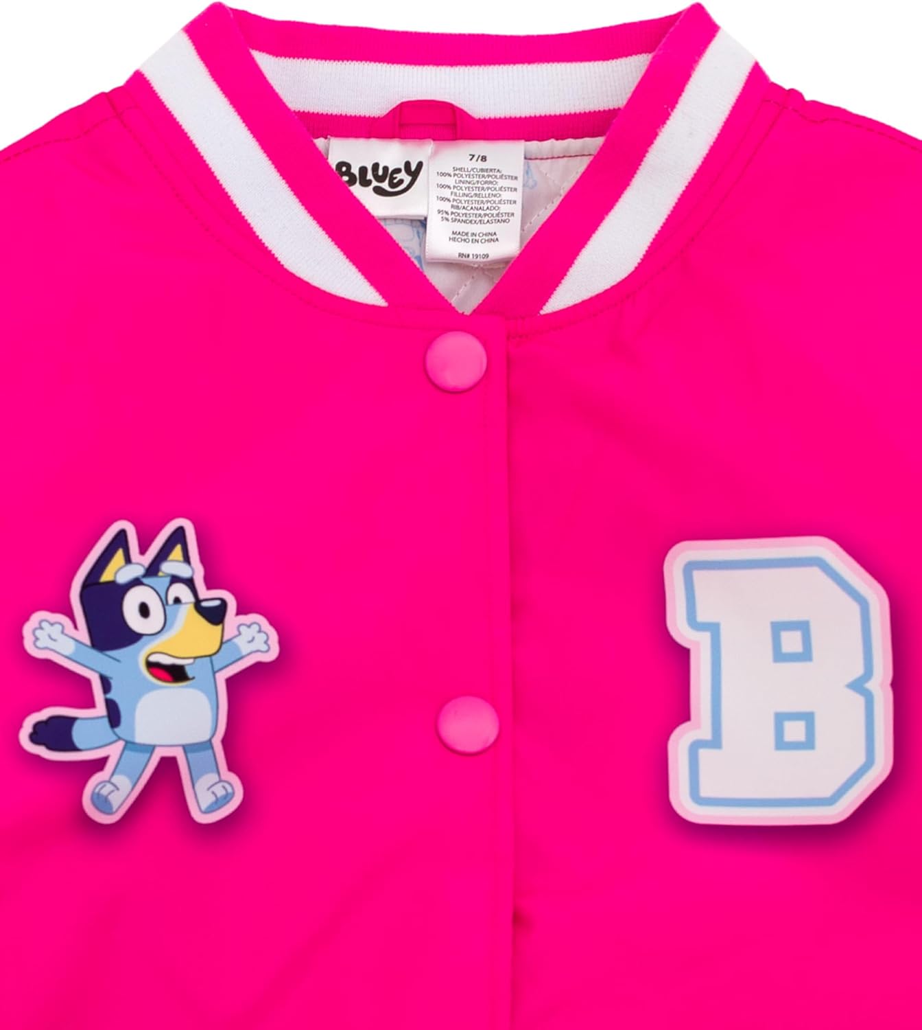 Bluey Girls Varsity Bomber Jacket Toddler to Big Kid Sizes (2T - 10-12) - Image 5