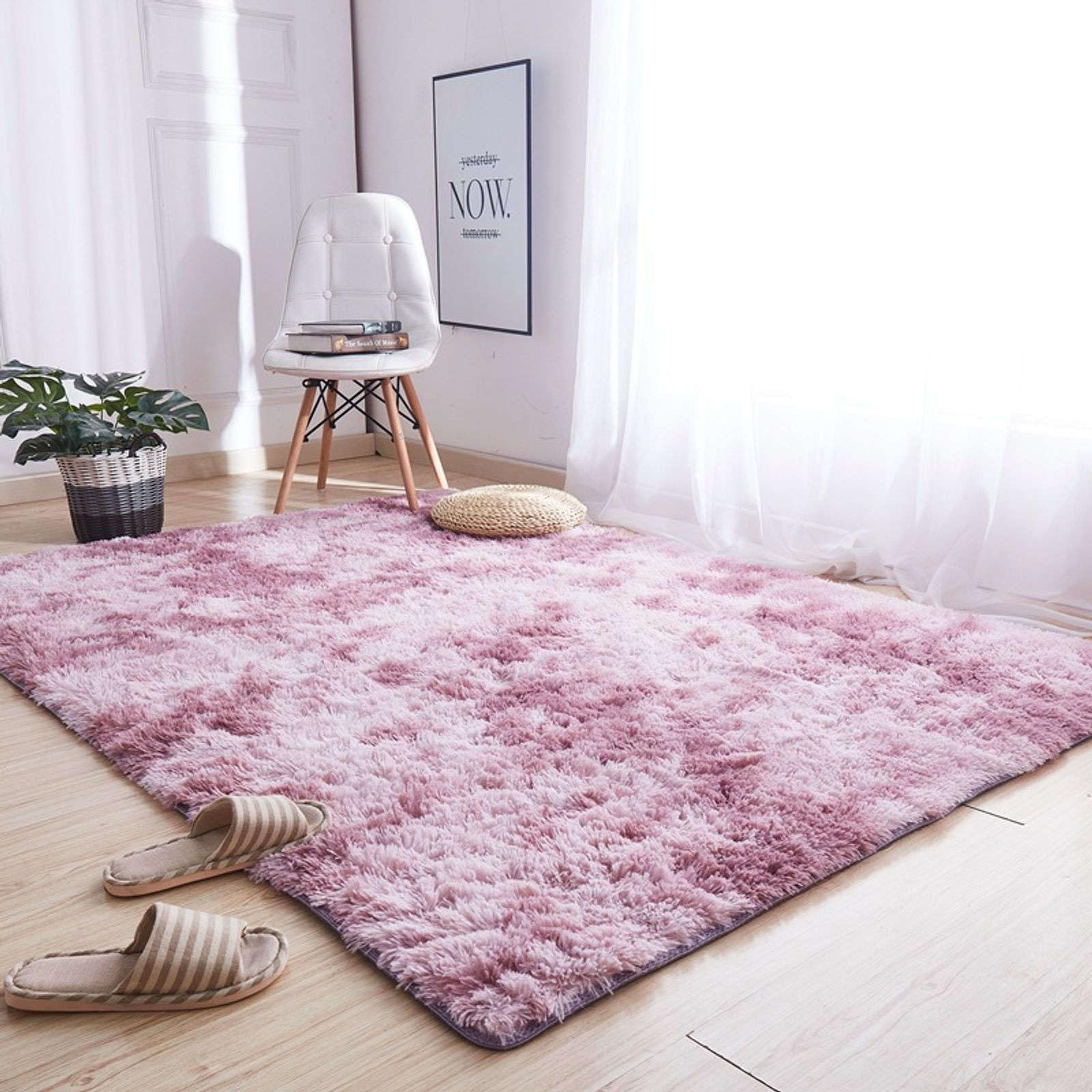 Moquette cheveux longs tiedye 100x160cm en soie shaggy pour salon et bureau