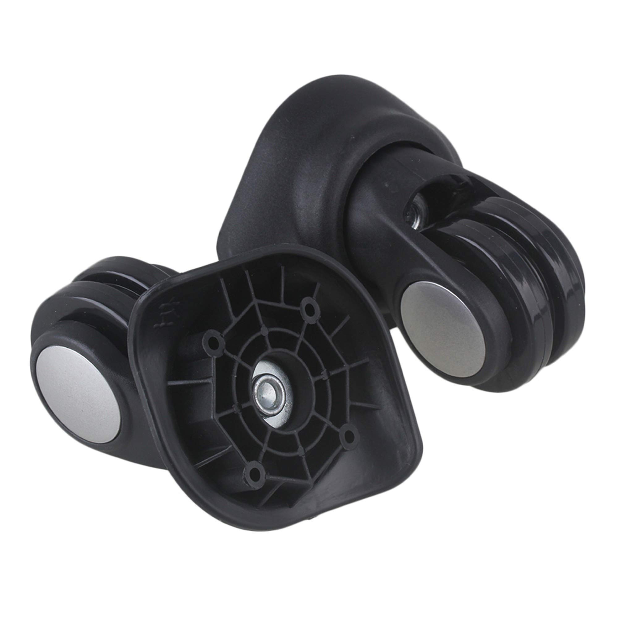 9.5x9.2x5cm Black Plastic Left & Right Bricolage bagage pivotant roulettes avec 4 trous