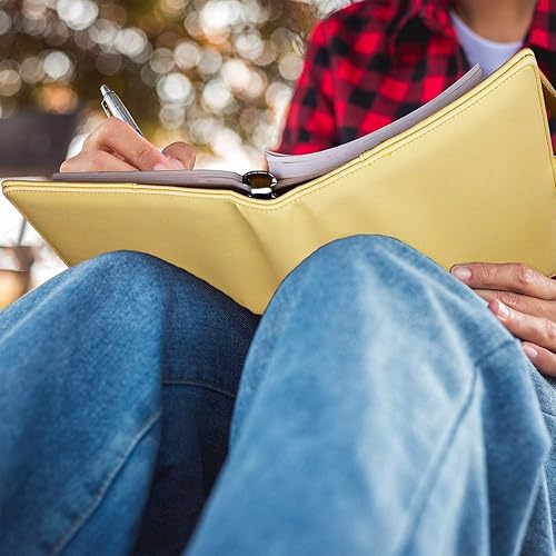 Vista 42 de Antner Carpeta A5 de piel sintética de 6 anillas, para papel de relleno A5, planificador personal A5, carpeta de presupuesto recargable con cierre