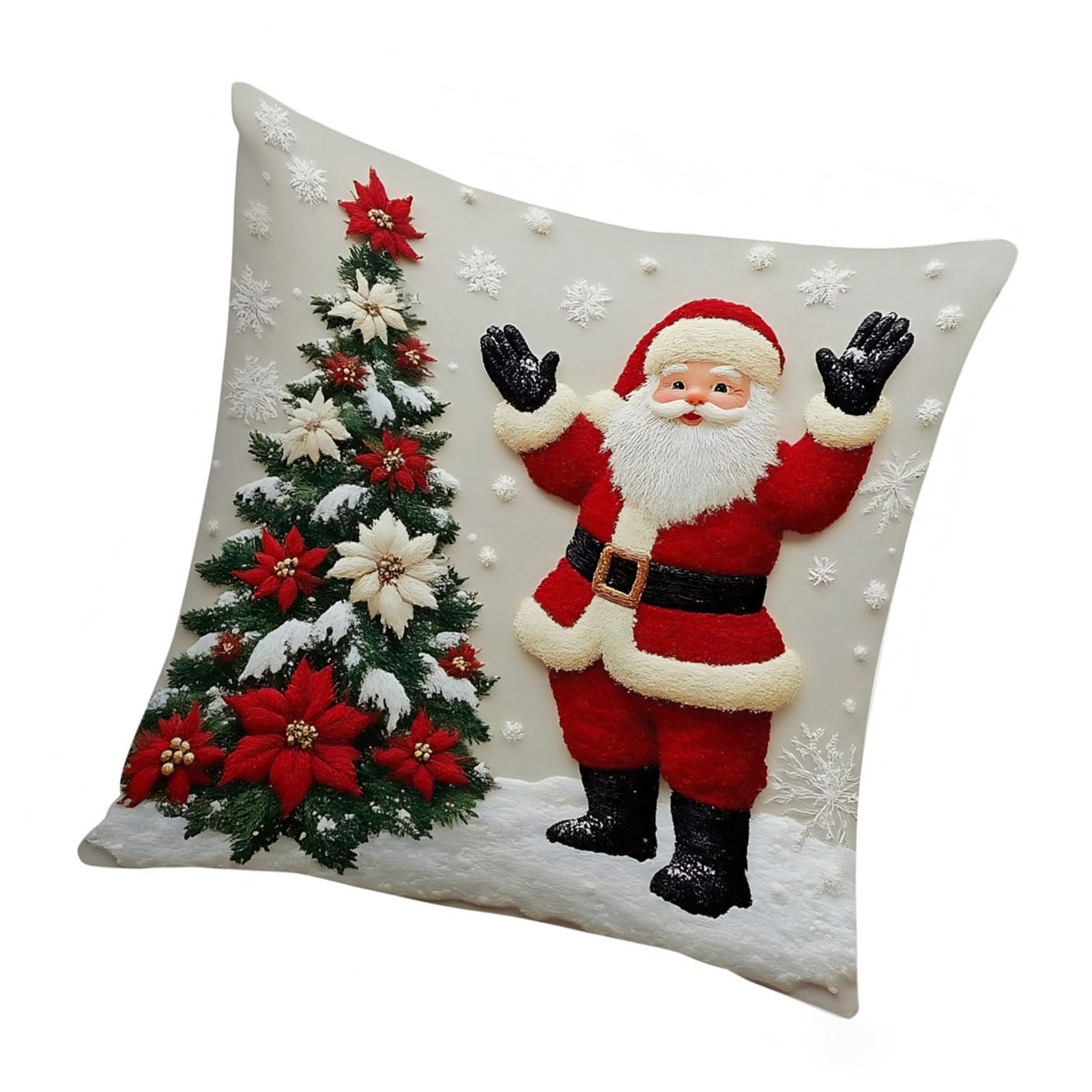 Holiday Pillow Case with Festives Deer Rabbits Santa Pattern Christmas Cushion Cover for Seasonal Sofa Bed Decoration Festives Christmas Deer Santa Rabbits Printed Linen Pillow Case Decorative Square