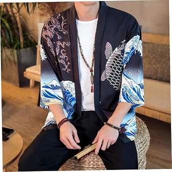 Men's Japanese Kimono Cardigan, Japanese Style Cat Streetwear Men Women Cardigan Japan Anime Robe Anime Clothes 2021 Summer