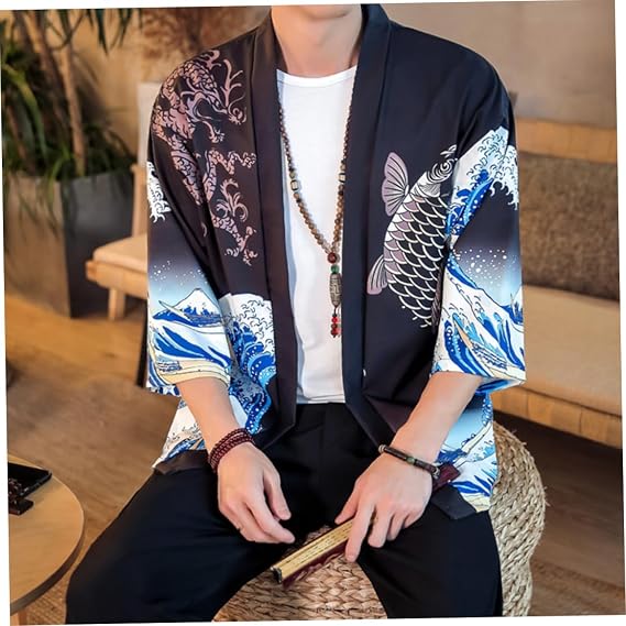 Men's Japanese Kimono Cardigan, Japanese Style Cat Streetwear Men Women Cardigan Japan Anime Robe Anime Clothes 2021 Summer