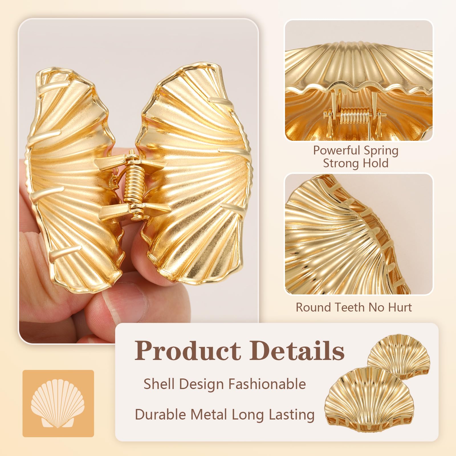 2 pinzas de metal para el pelo para mujer, duraderas y elegantes, pinzas de pelo doradas para peinar, pinzas de metal para cabello grueso y fino, accesorios de moda para el cabello de sujeción fuerte