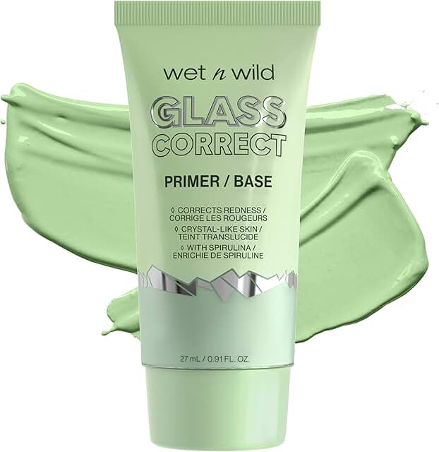 Wet n Wild Prime Focus Glass Skin Correct Primer Bright Crystal Finish, Green, 0.91 Fl Oz