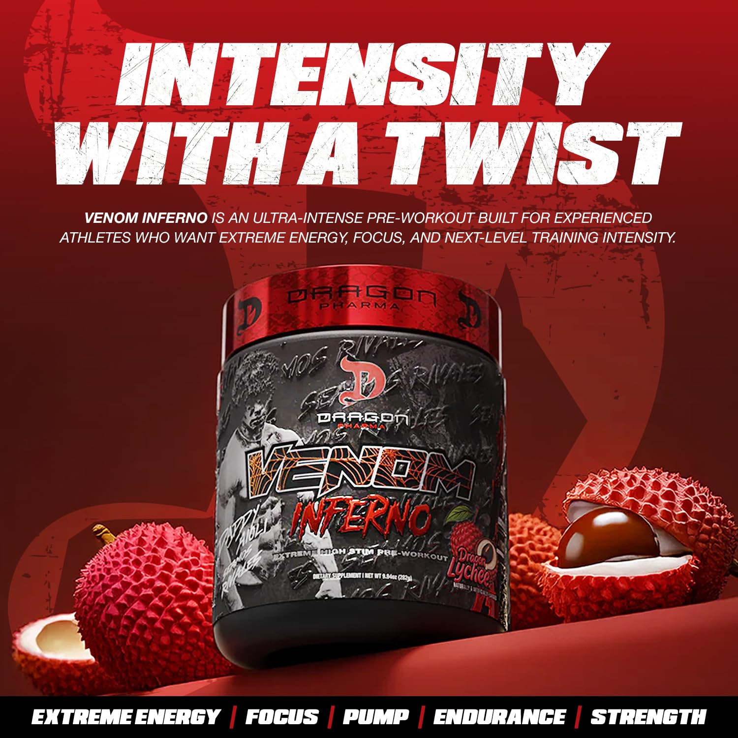 DRAGON PHARMA Venom Inferno, Extreme High-Stim Pre-Workout, Explosive Energy and Unparalleled Focus (40 Servings, Cotton Candy) — Amazon image 4