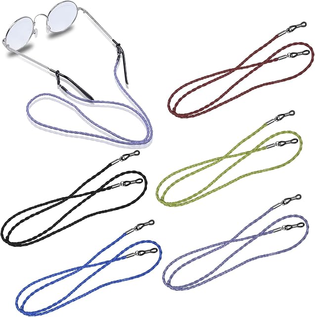 kissral 5 Pcs Eyeglasses Straps Chain, 5 Colors Leather Eyeglasses Cord Chain String Non-Slip Spectacles Cord, Retainer Lanyard Sunglasses Holder Strap Eyewear Retainer for Glasses Eyeglasses