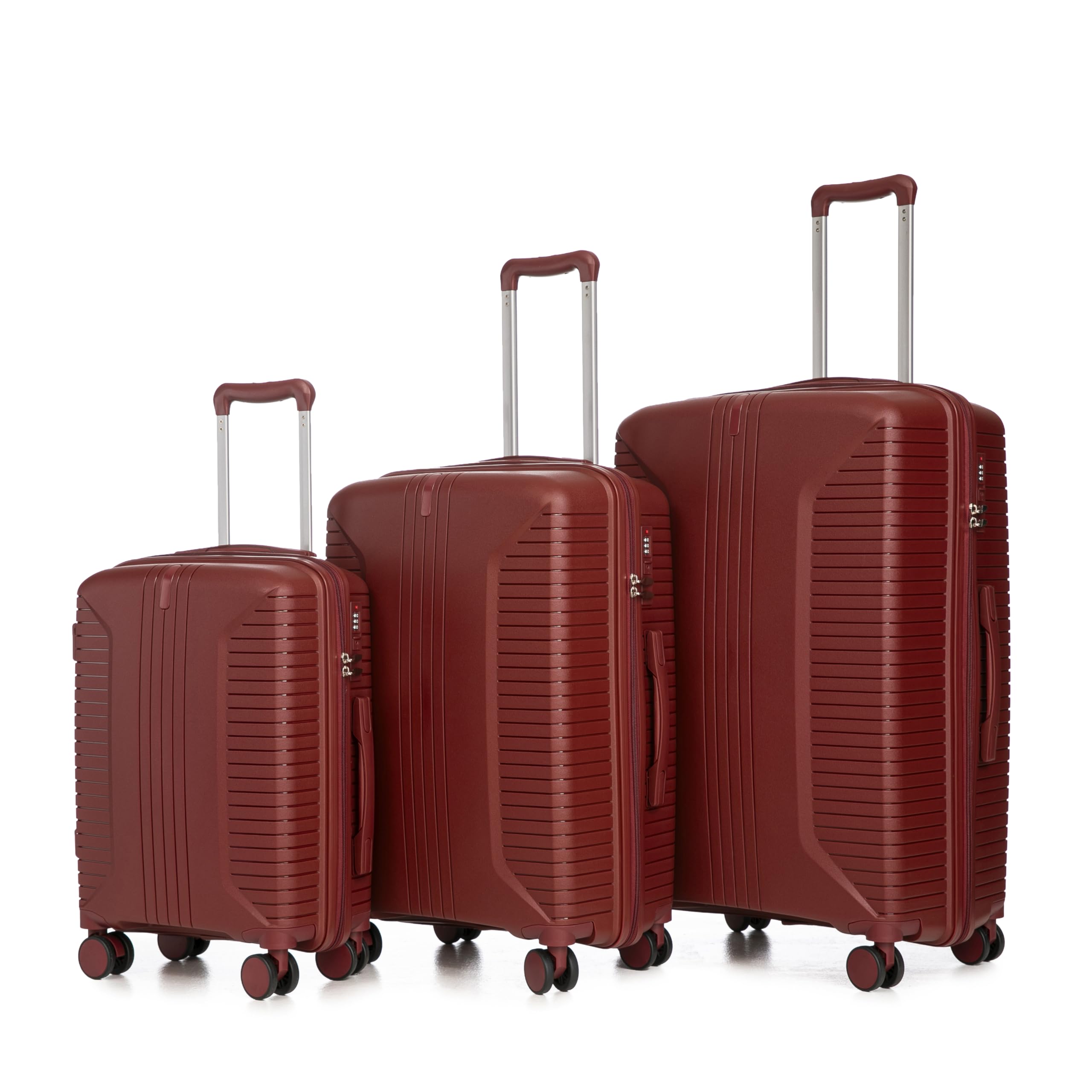 Juego de Maletas de Polipropileno, para Viajes, Rojo, 3 Piezas