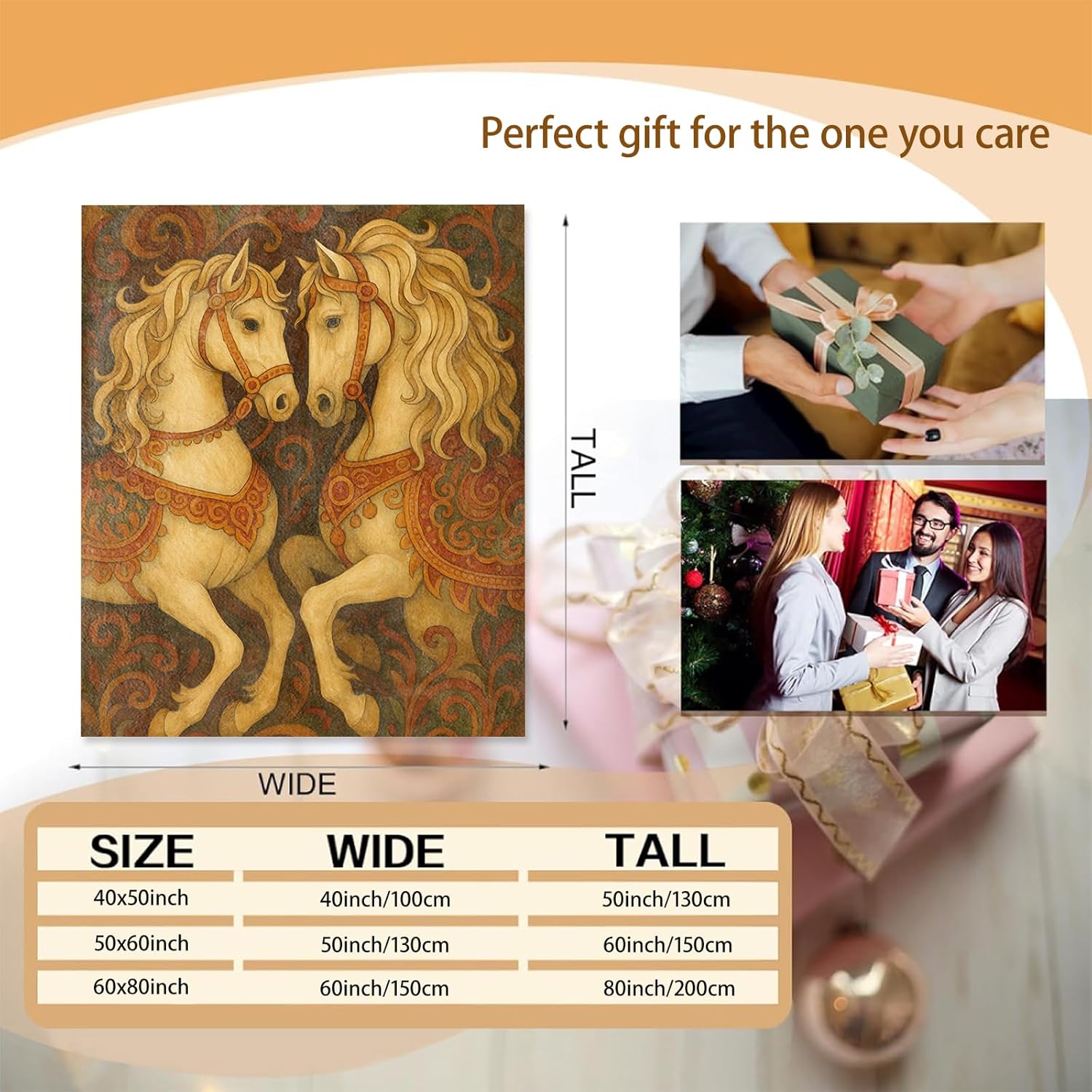 Retro Horse Blanket Gifts for Women Girls Boys Kids, Soft Warm Lightweight Flannel Animal Throw Blankets for Bedroom Living Room Home Sofa Decor 50" x 60", Vintage Throws - Image 3