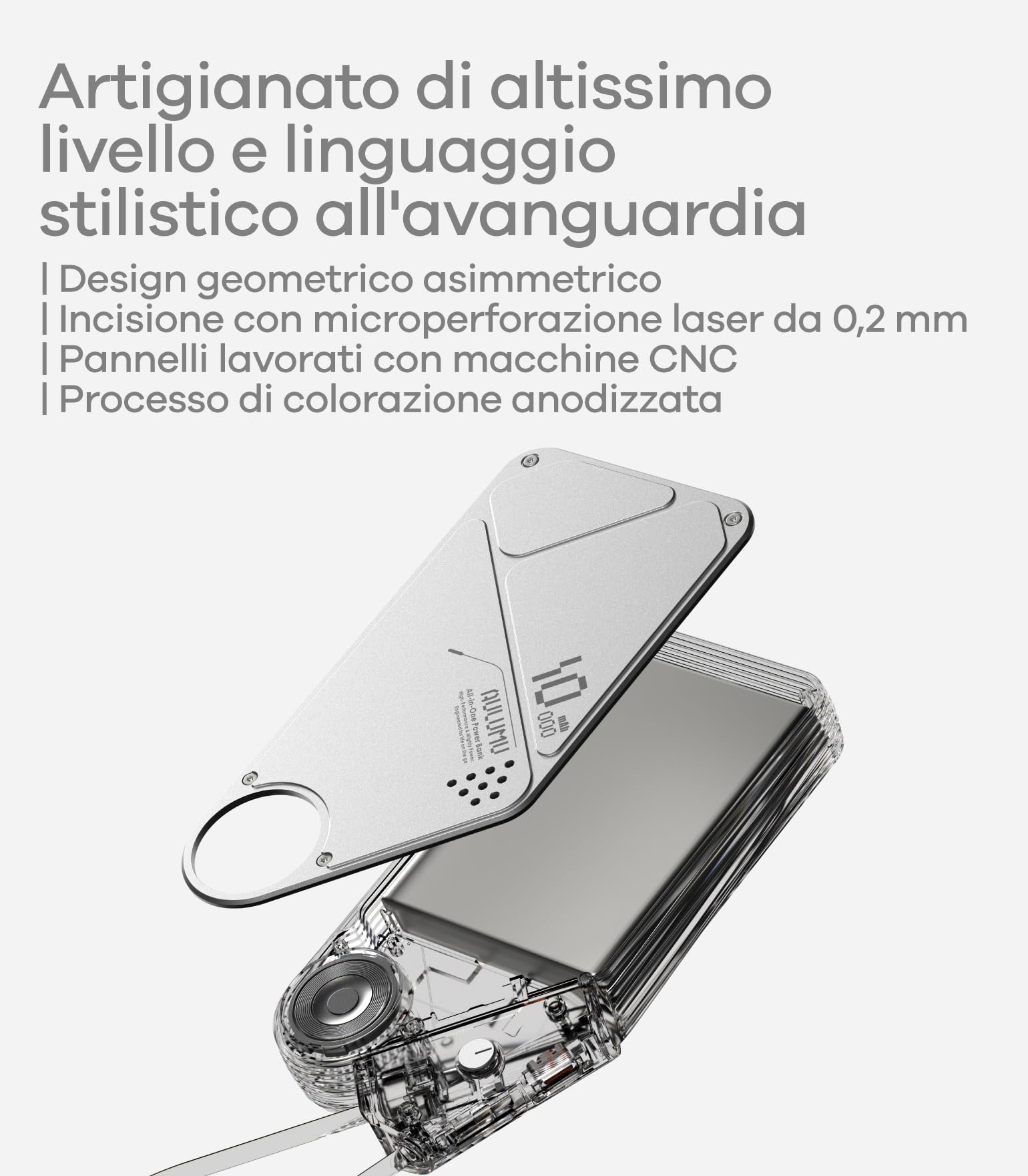 Aulumu M10 Power Bank Magsafe 10000mAh Powerbank Magnetico Batteria Esterna Wireless Caricatore Ultra Sottile Ricarica Rapida per Viaggi, iPhone 17/16 Serie, MacBook, Samsung, Apple Watch, Argento