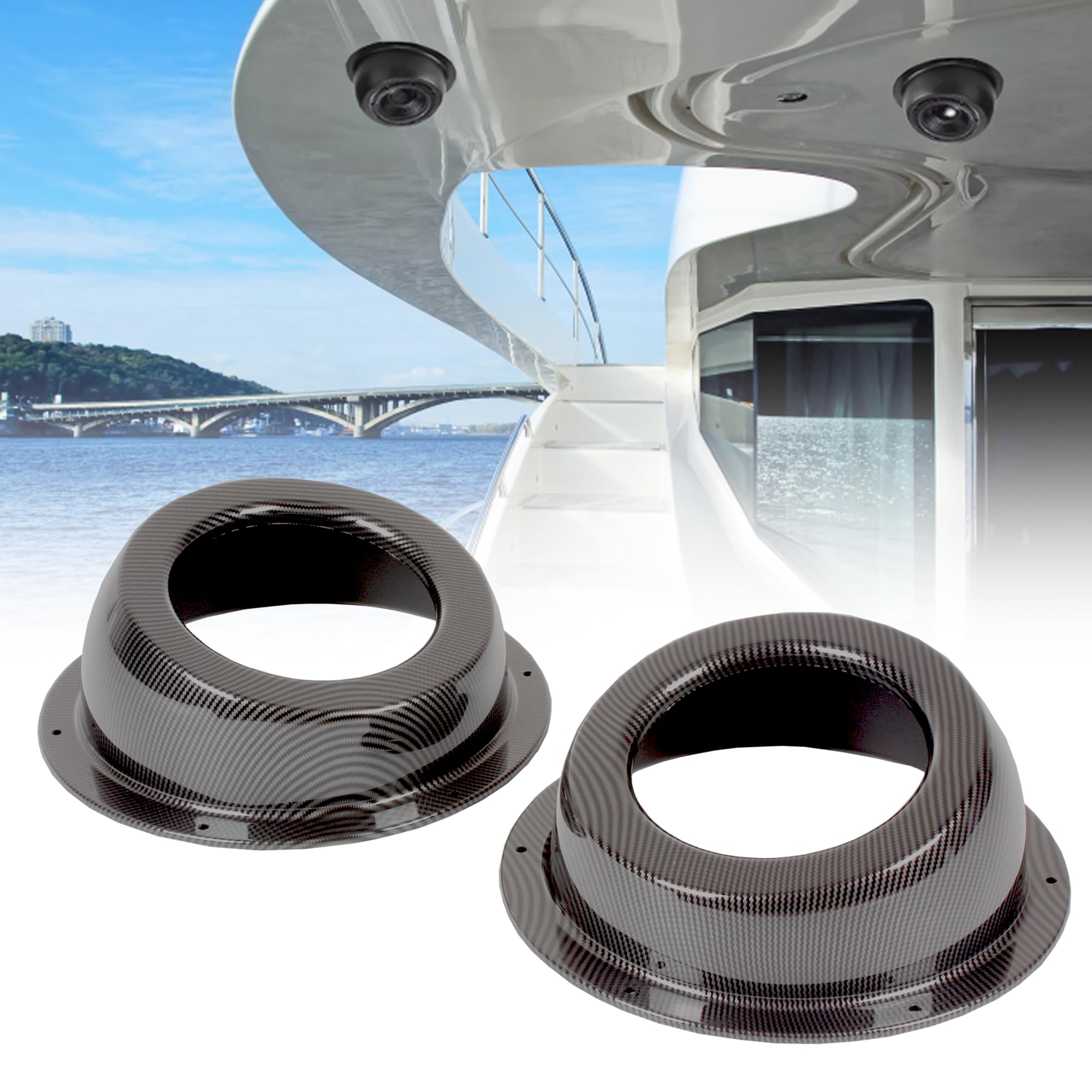 NEESPOC 6.5" Speaker Pods, Angled Surface Mount Speaker Enclosures Boxes for UTV, RV, Boat, Door, Trunk, Car, Universal Painted Carbon Fiber Print (