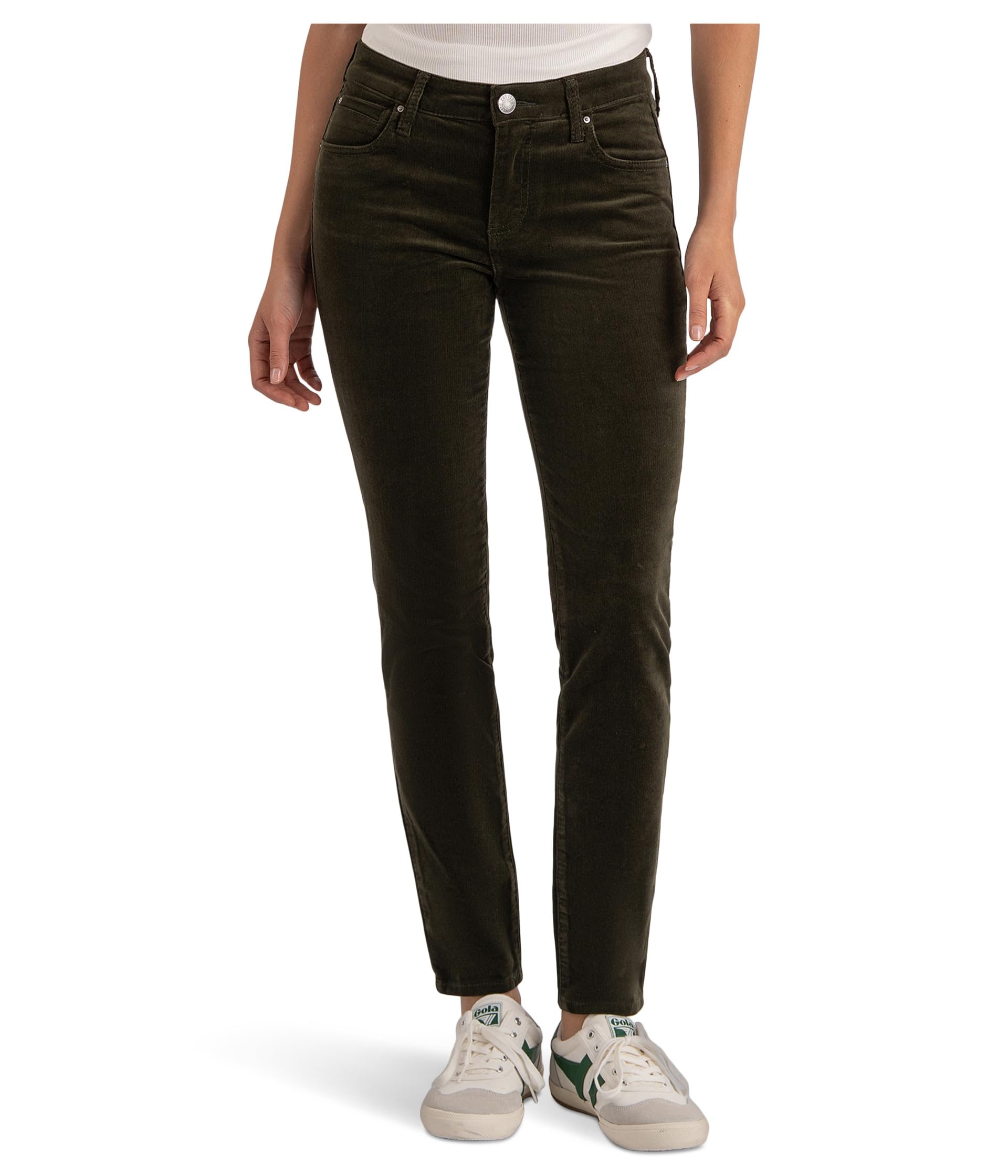 KUT from The Kloth Womens Diana Corduroy Skinny in Olive