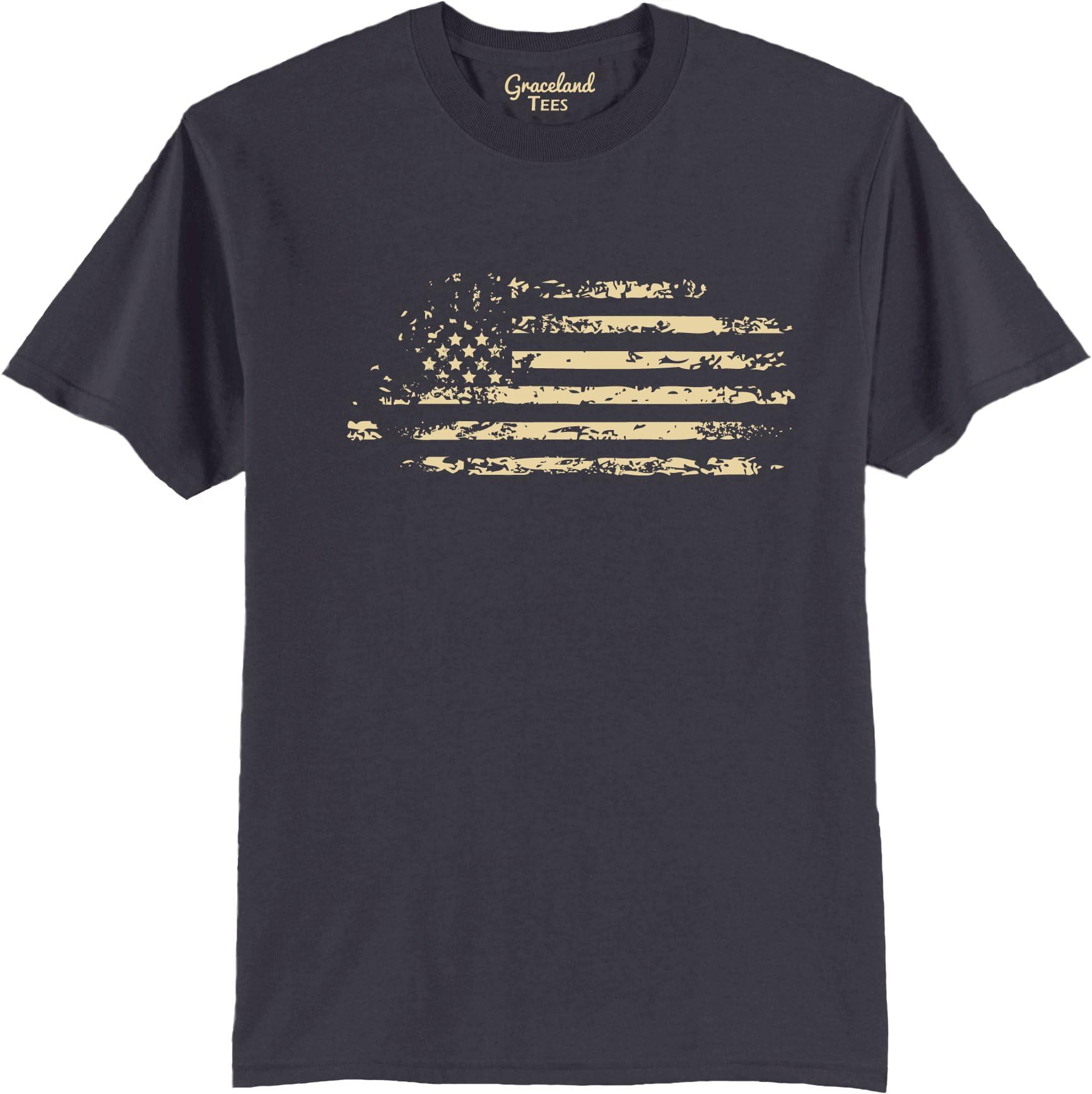 Graceland Tees Distressed American Flag Army, Navy, Marines, USA Pride T-Shirt