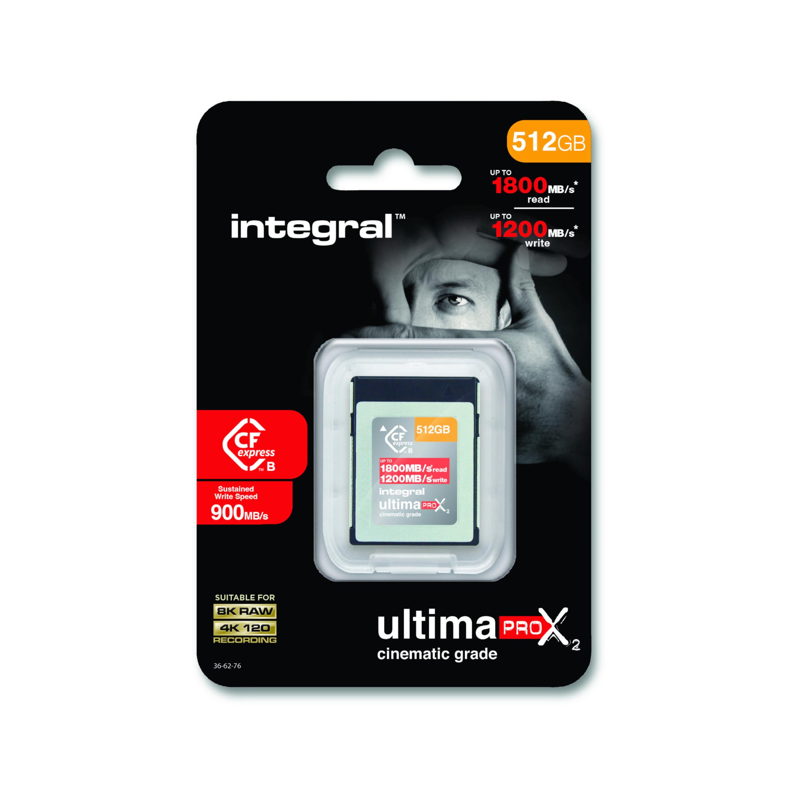 Integral 512GB CFexpress Memory Card Type B 2.0, 8K RAW & 4K 120 FPS 1800MB/s Read, 1200MB/s Write Speed, 900MB/s Sustained Write Designed for The Cinematographer and Professional Photographer