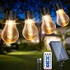 Solar Festoon Lights Outdoor,14M/46FT Edsion Solar String Lights with 25 Shatterproof Bulbs,USB Port & Remote & 8 Modes & 4 Brightness, IP65 Waterproof Garden Lights for Gazebo Patio (Warm White) [Energy Class G]