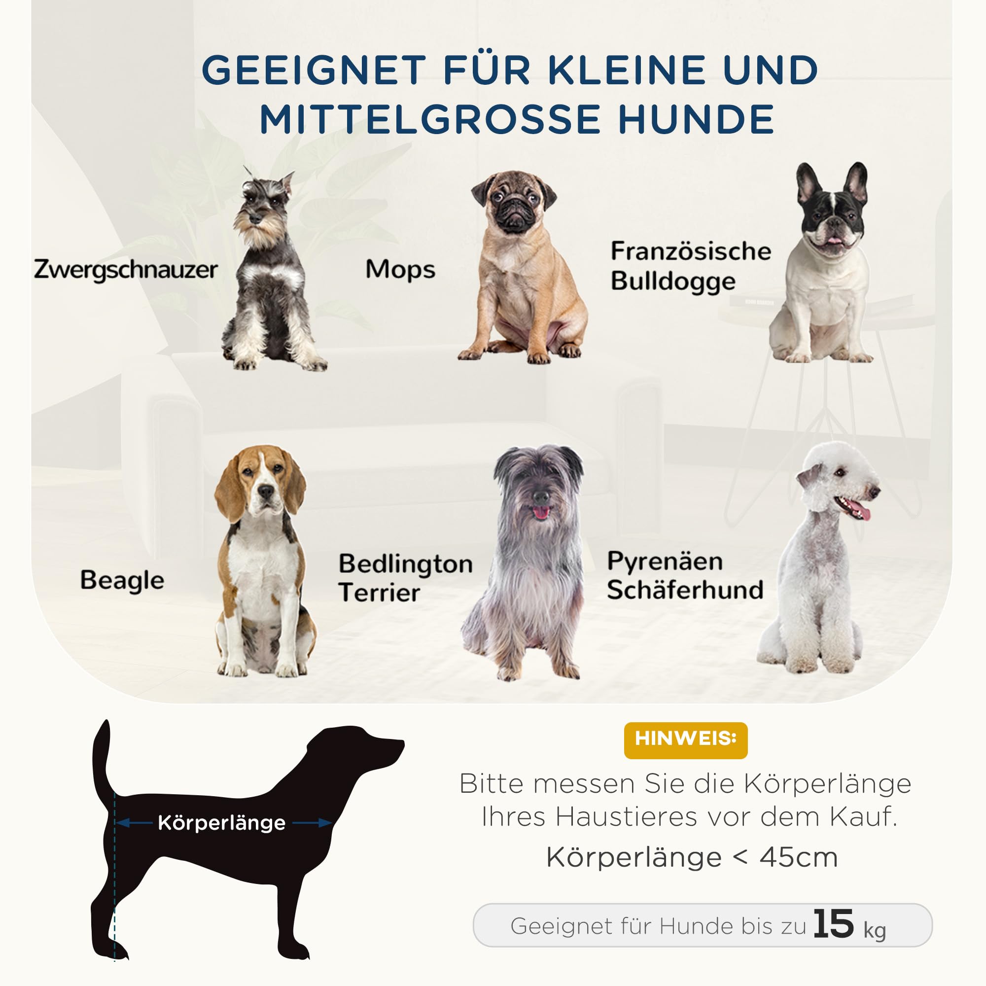 PawHut Hundesofa, Hundebett mit Erhöhtem Design, abnehmbarem und waschbarem Bezug, Haustiersofa mit Holzbeine, für kleine und mittelgroße Hunde, Grau