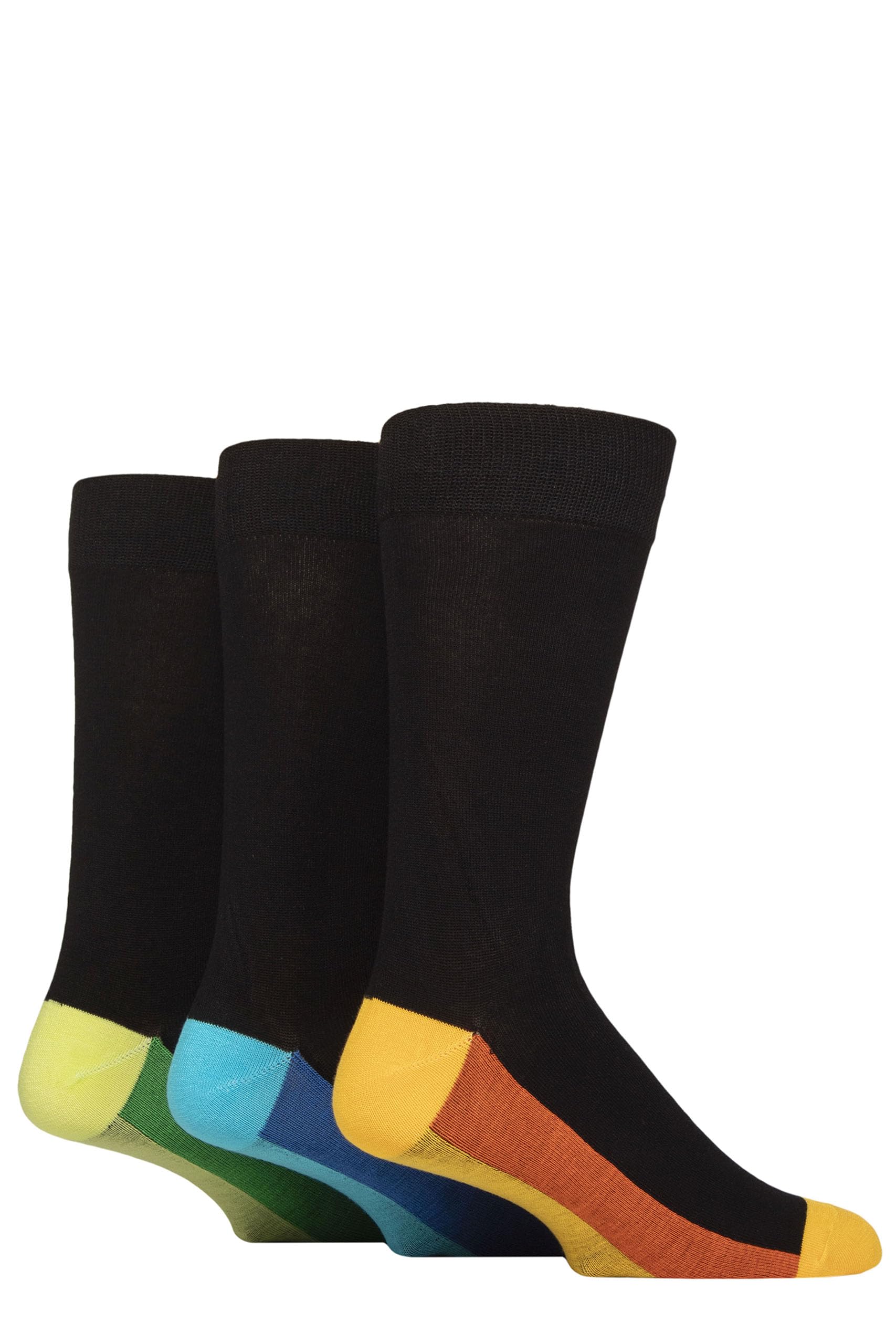 Sockshop Men's Footbed Orange / Blue / Green Wildfeet Patterned, Spots And Stripes Bamboo Socks Pack Of 3 (Uk, Numeric, 7, 11, Regular, Regular, Footbed Orange/Blue/Green)