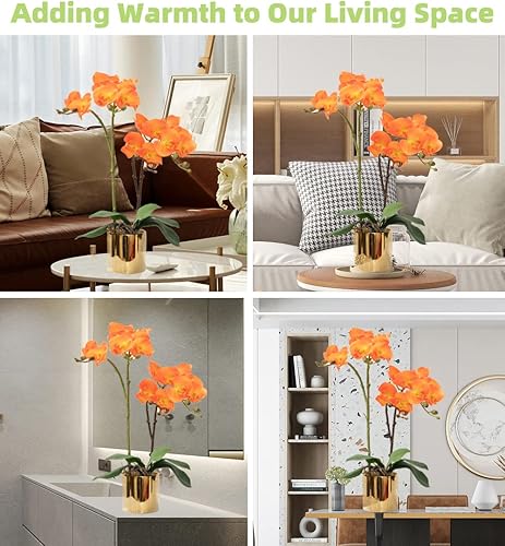 Miniatura 10 de CXGS Flores artificiales de orquídeas con florero flores de tacto real orquídeas sintéticas para centros de mesa plantas de orquídea vívida