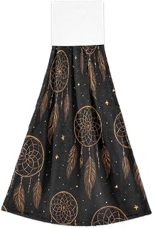 Glowing Celestial Black Hanging Loop Hand Towels for Kitchen Oven Fingertip Towels Soft Absorbent Cute Towel Kitchen Decor Set of 2, 18.2" x 14" / 35.5 x 46.2 cm