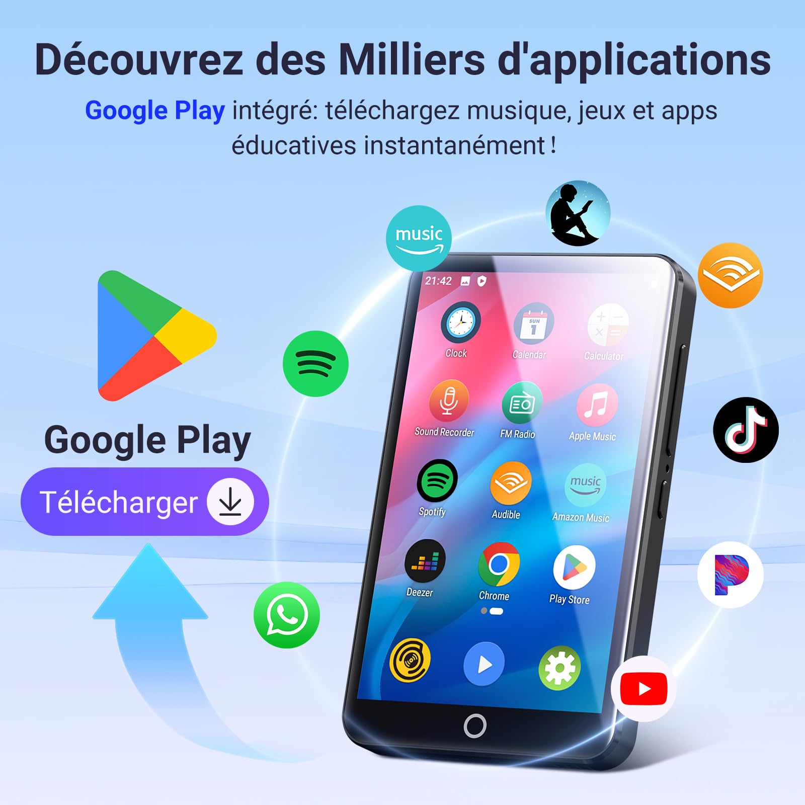 MECHEN Lecteur MP3 Spotify, Android 10 Bluetooth Wi-FI