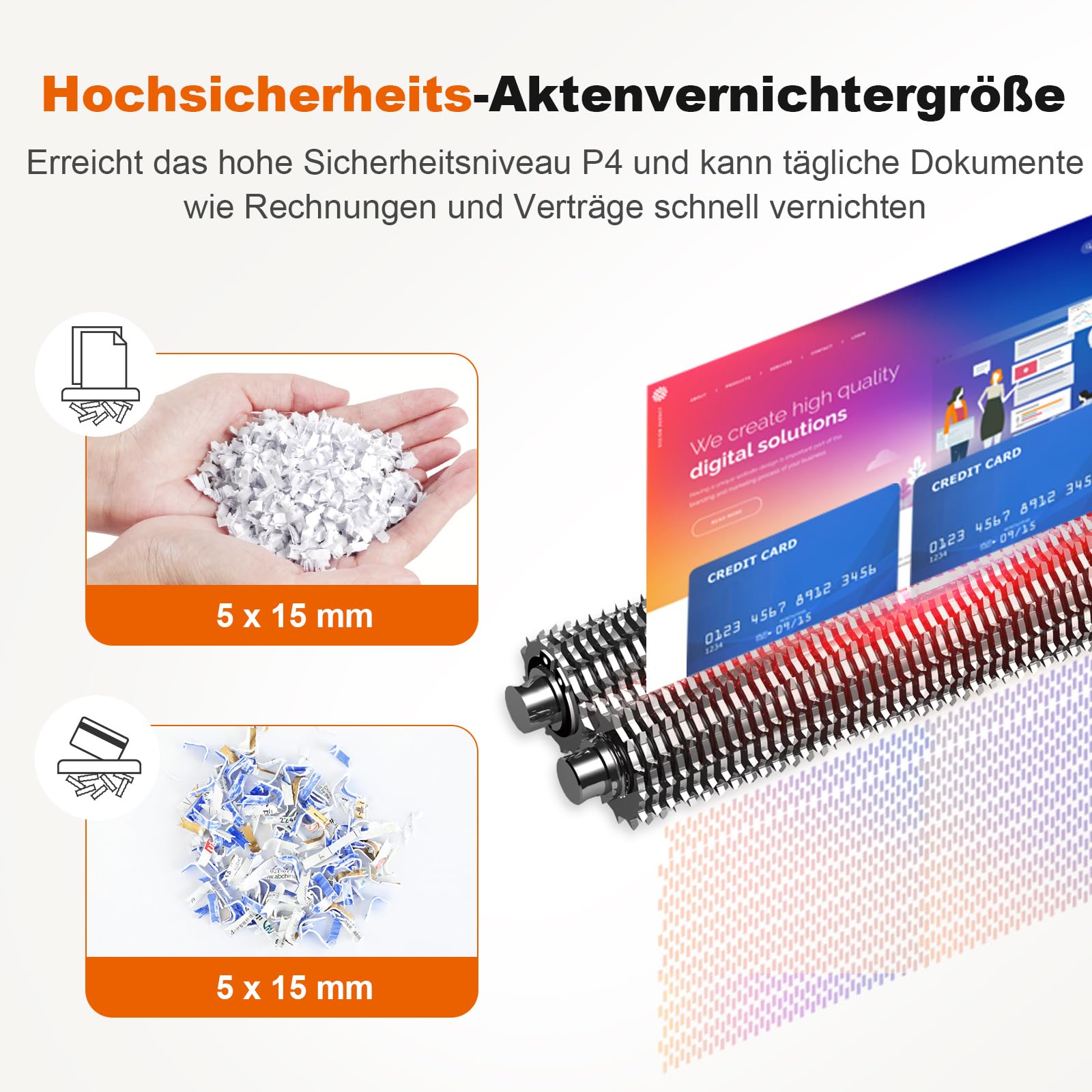 Bonsaii Aktenvernichter, 6 Blatt (A5) Kreuzschnitt, P-4 Hochsicherheit mit 6L Behälter, für Papier, Kreditkarten, Büro- & Heftklammern, C292-A