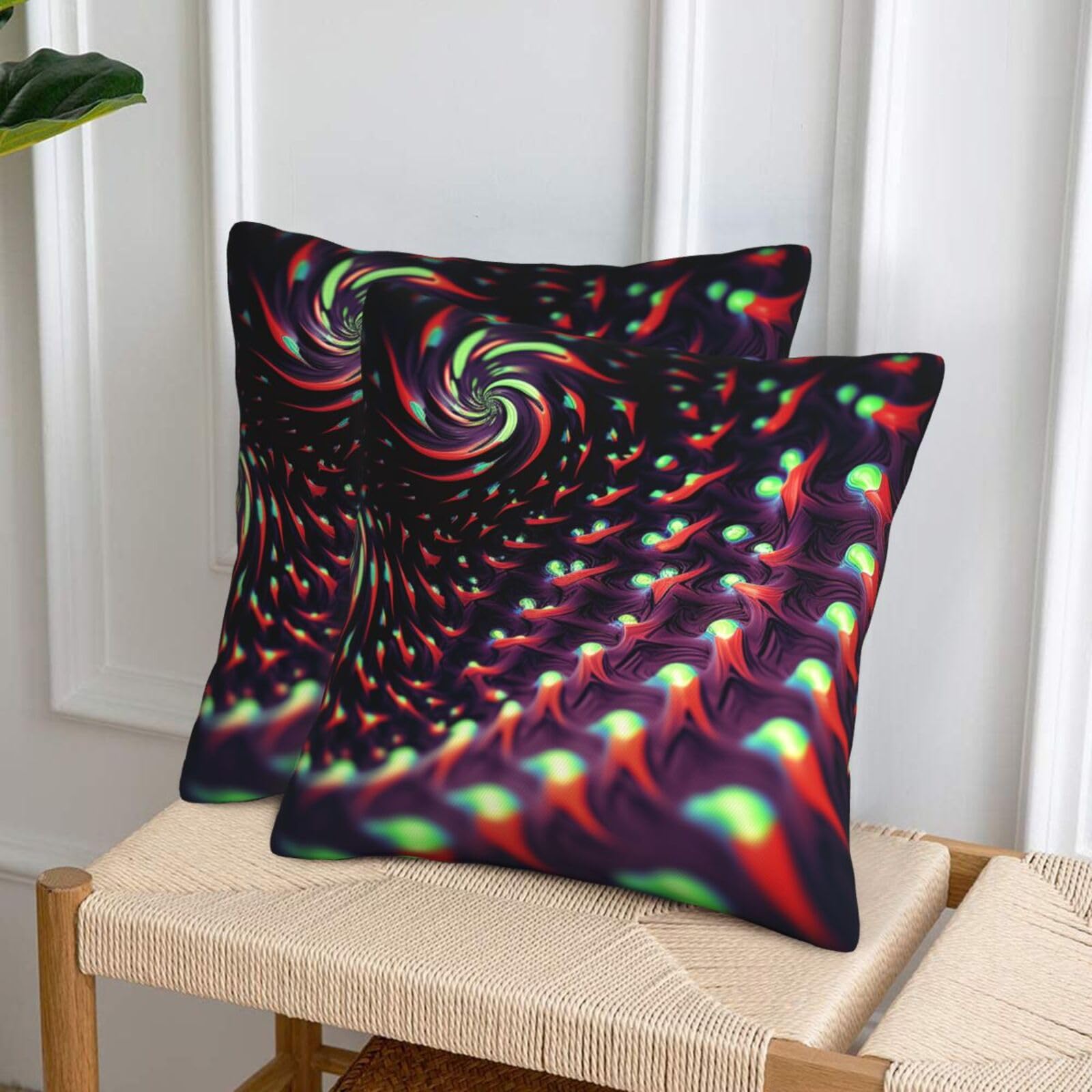 NONHAI Decorative Throw Pillow Covers Set of 2, 20"x20" Square Cushion Case Soft Comfy Fantasy Sci-Fi Dizziness Throw Pillows for Couch Cushion Livingroom Farmhouse Home Decor Pillowcases