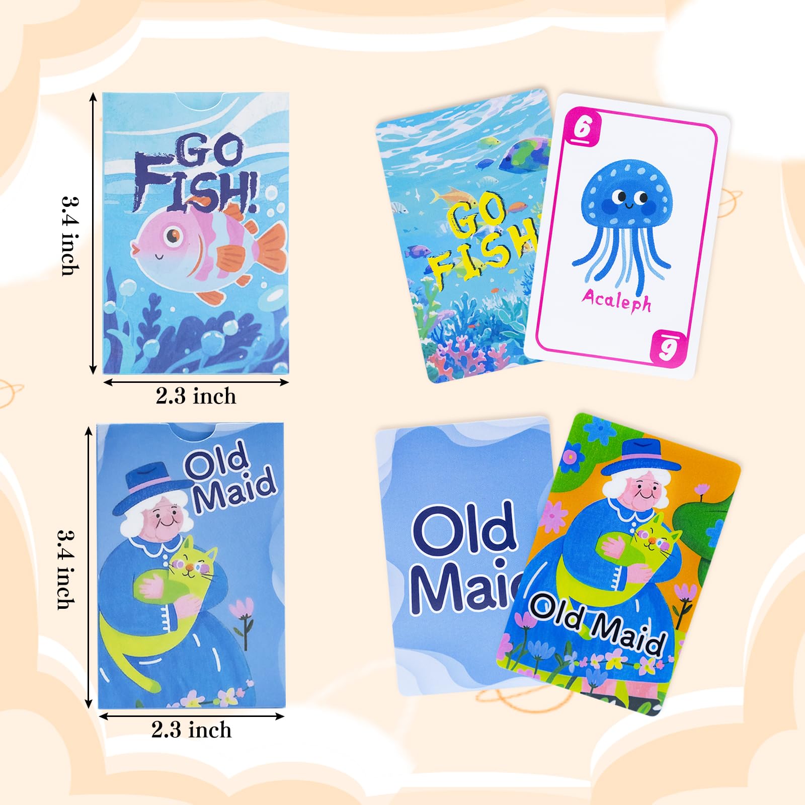BKBNSJ 2 Decks Old Maid Card Game, Go Fish Card Game, Go Fish Cards, Old Maid Cards, Animal Playing Cards, Family Party Games - Image 2