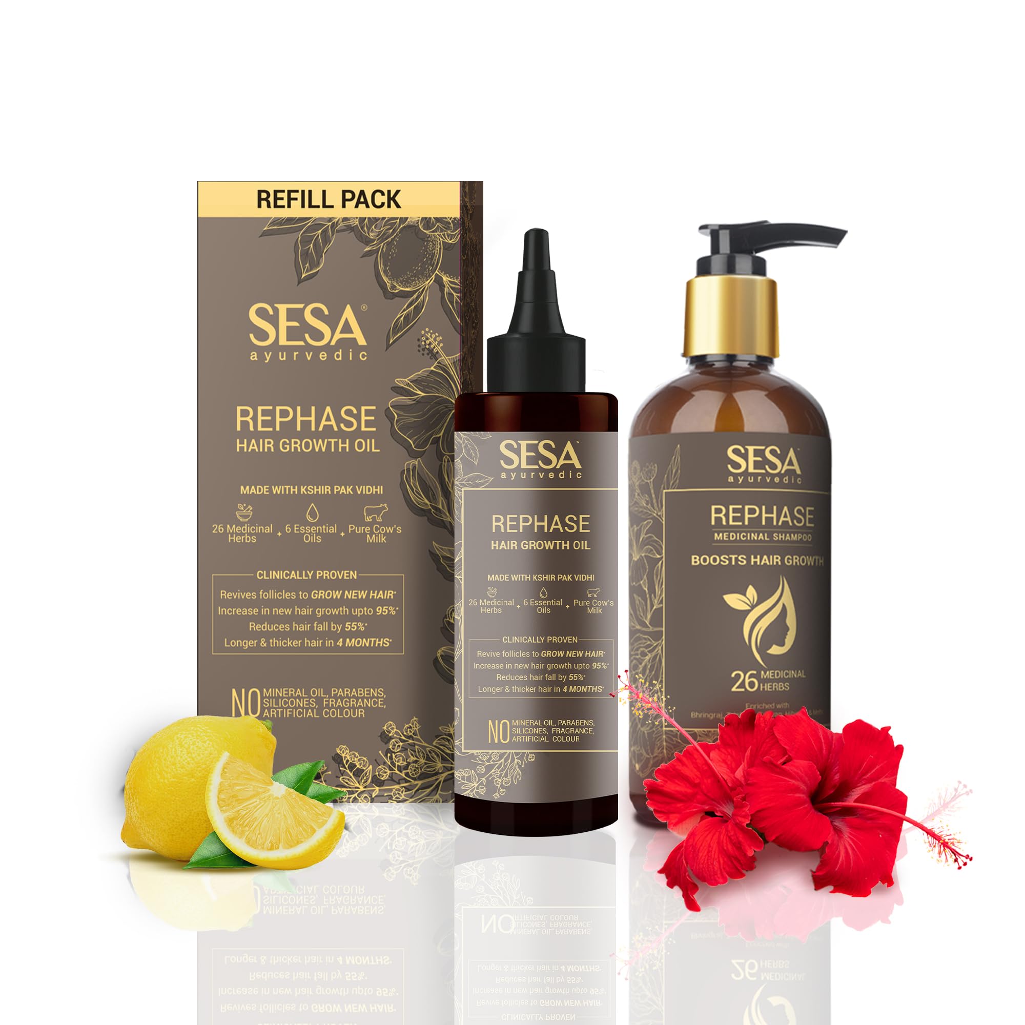 SESA Ayurvedic Rephase Refill Hair Oil 100 Ml And Rephase Shampoo 300 Ml With 26 Herbs And 6 Essential Oils Help Control Hair Fall & Strengthen Roots Hair Combo For Women And Men-image-47