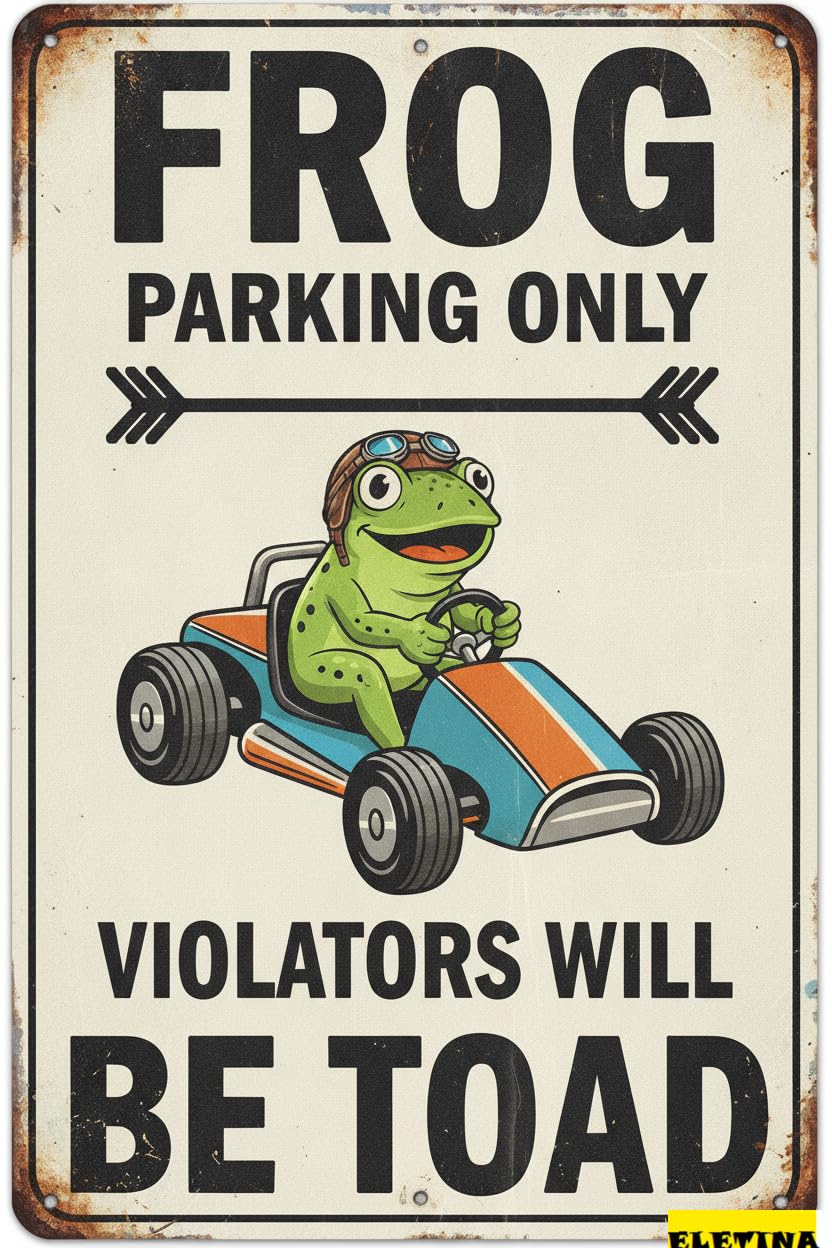 Custom Sign for Man Cave Funny Frog Vintage Aluminum - 'frog Parking Only' Decoration, Perfect Garden Or Birthday Party, 8x12 In Private Property Decorative