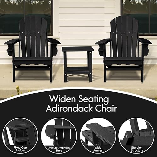 Miniatura 3 de Sillas plegables Adirondack con mesa auxiliar, 2 piezas de HDPE sillas para fogatas al aire libre con mesa, resistentes a todo tipo de clima, para