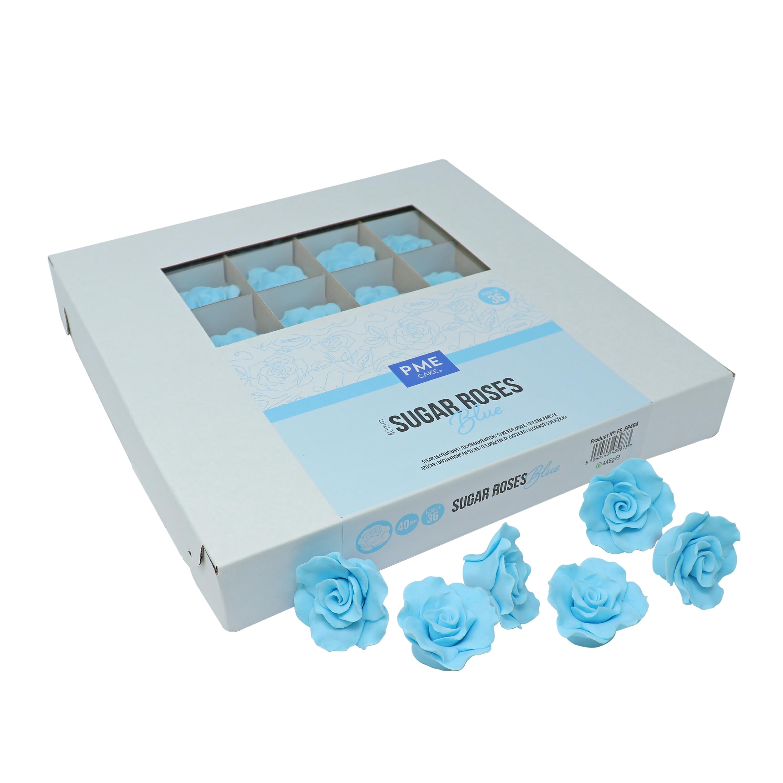 PME 4mm Roses en Sucre pour la décoration de gâteaux, 36 pièces (Bleu)