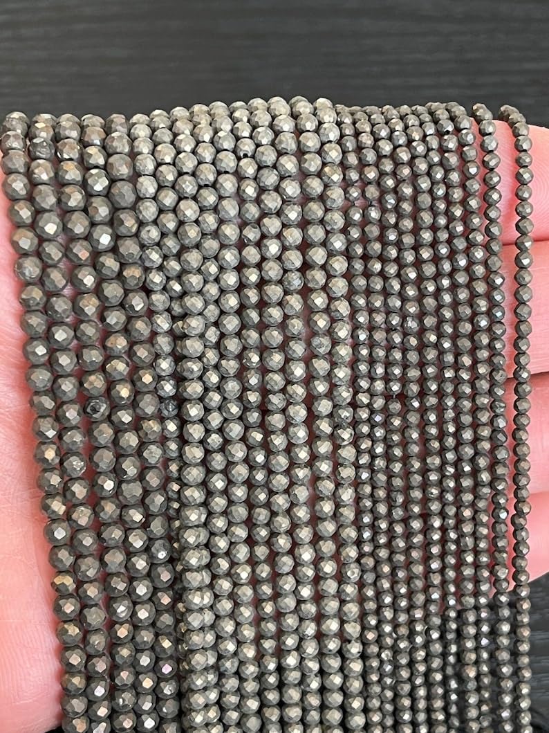 Perles en pierre précieuse pyrite pour fabrication de bijoux collier bracelet