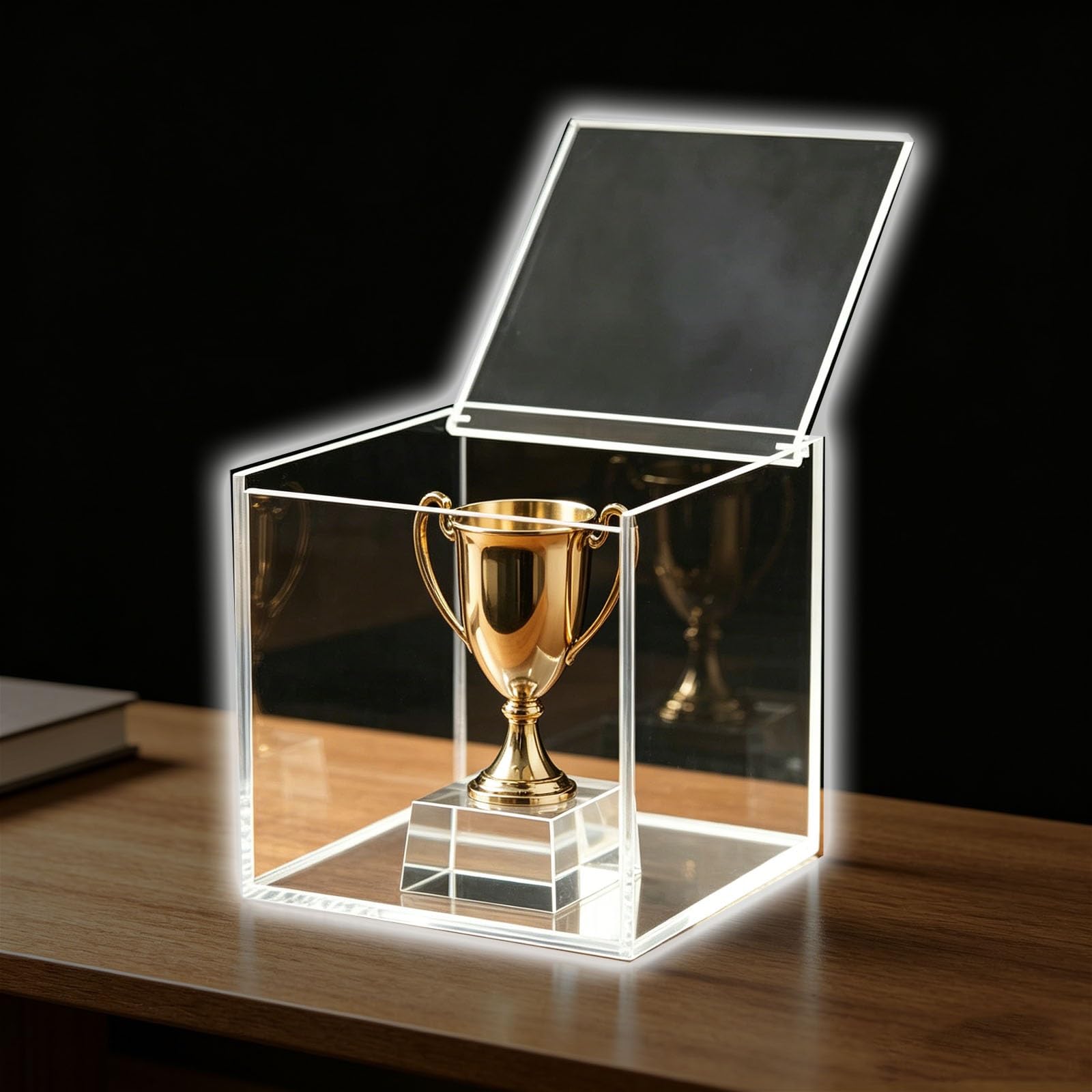 Samll Trophies Display Acrylic Cases with Open Lid, Glass Cube Display Box for Action Figure/ Collectibles/ Dolls, Dustproof Protection Showcase(40x40x60cm/16x16x24in)