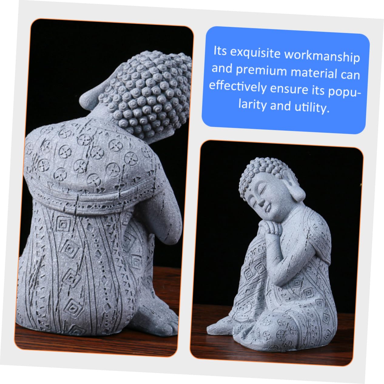 Statue de Bouddha Simple Décoration Intérieure en Résine pour Bureau