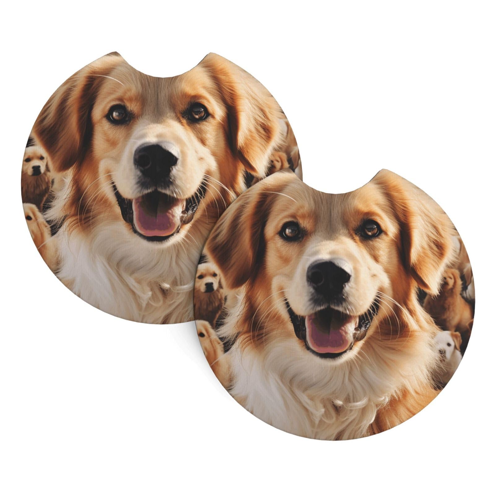 2PCS Car Coaster for Cup Holders Universal Auto Cup Mat Dogs Retriever Cup Coaster Pad 2.7" Waterproof Neoprene Non-Slip Cup Holder Coasters Car Interior Accessories for Women Men