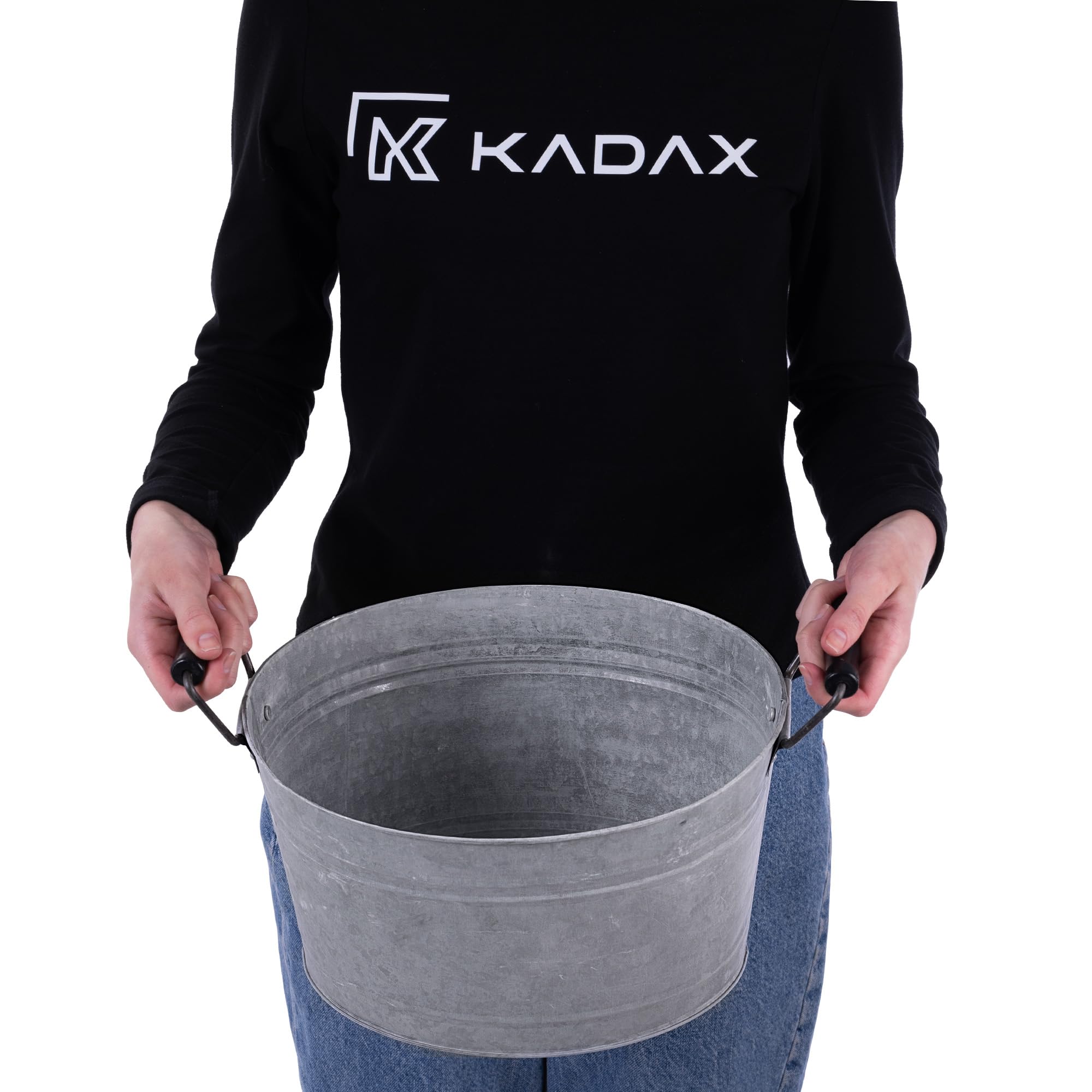 KADAX Zinkwanne 13L für Garten, Pflanzwanne aus verzinktem Stahl, Metall Wanne mit Griffen, ideal als Miniteich, Getränkekühler & Blumenschale (Silber)