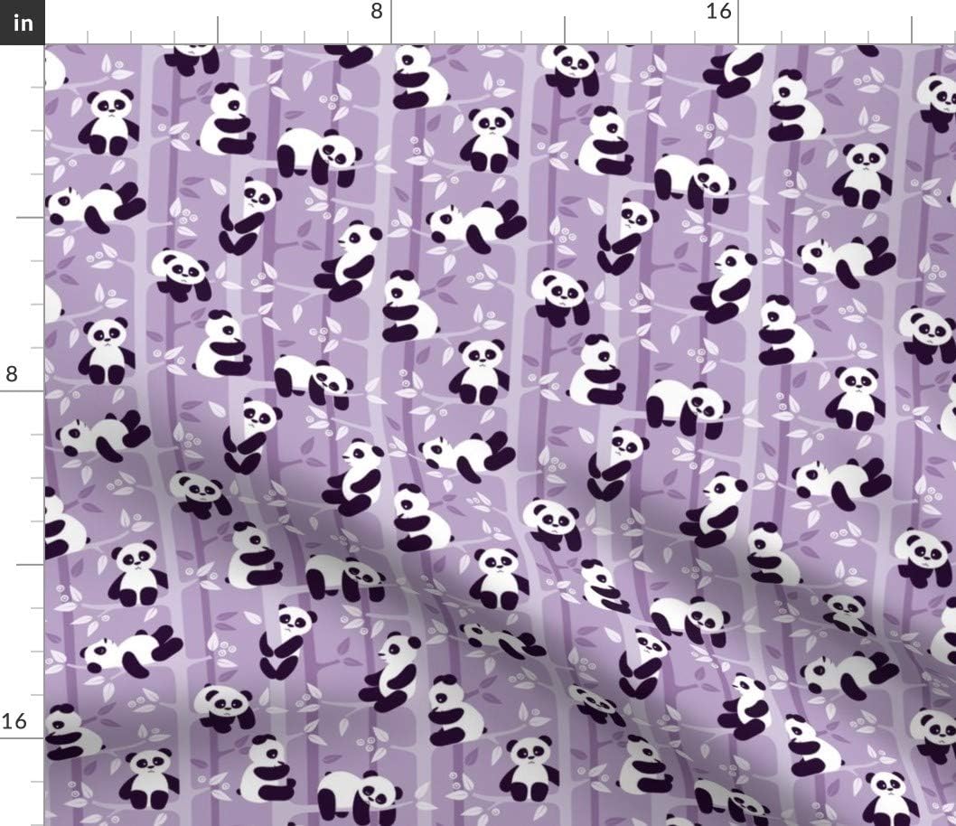 Spoonflower Fabric - Panda Forest Lilac Small Purple China Animal Girl Bear Kids Printed on Petal Signature Cotton Fabric Fat Quarter - Sewing Quilting Apparel Crafts Decor