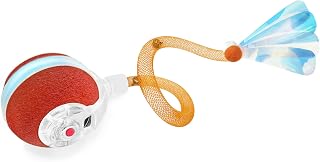 Jkanti 3rd Gen Motion Activated Cat Ball Toy - Agile Moving Interactive Toy with Elastic Tail for Bored Indoor Cats, USB Rechargeable (Orange)