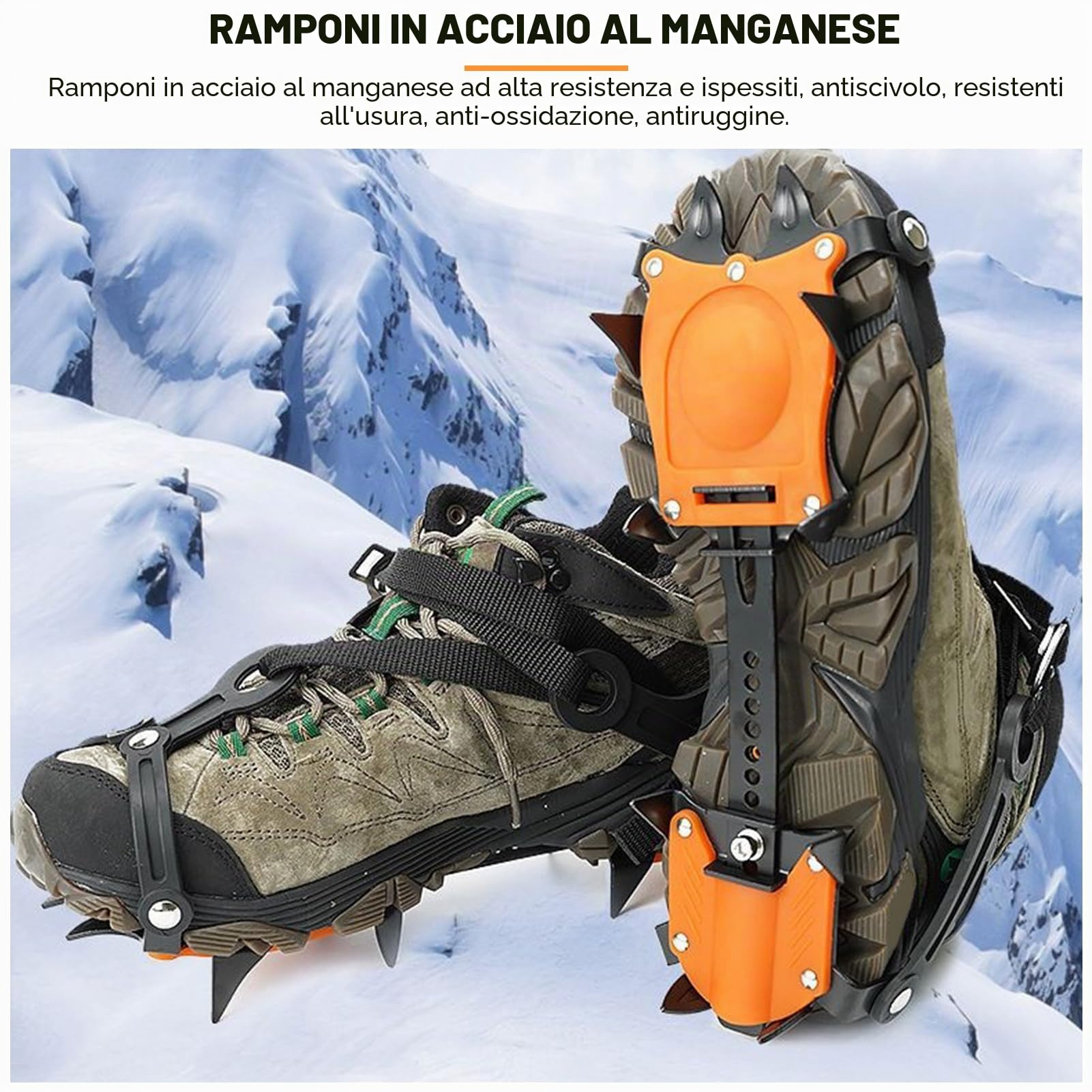 Ramponi da Arrampicata su Ghiaccio, Sport all'Aria Aperta Portatili Ramponi da Neve a 10 Denti Antiscivolo