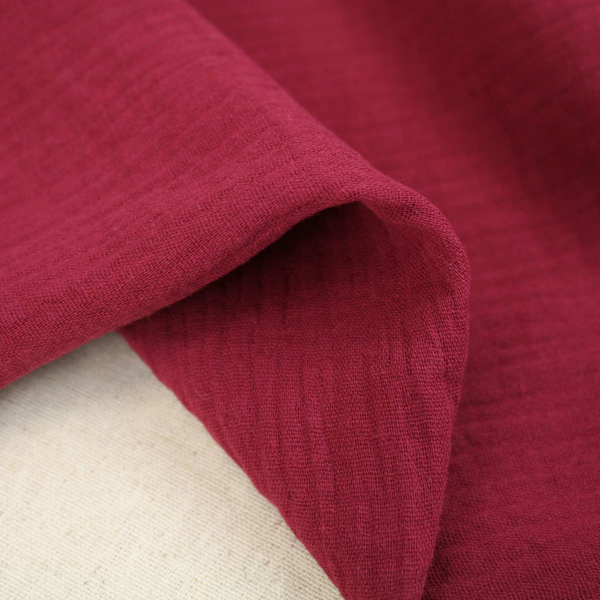 We Love Fabric Double Gauze 100% Cotton Fabric Dressmaking Plain Lightweight Soft Muslin (Red Wine), 2402200