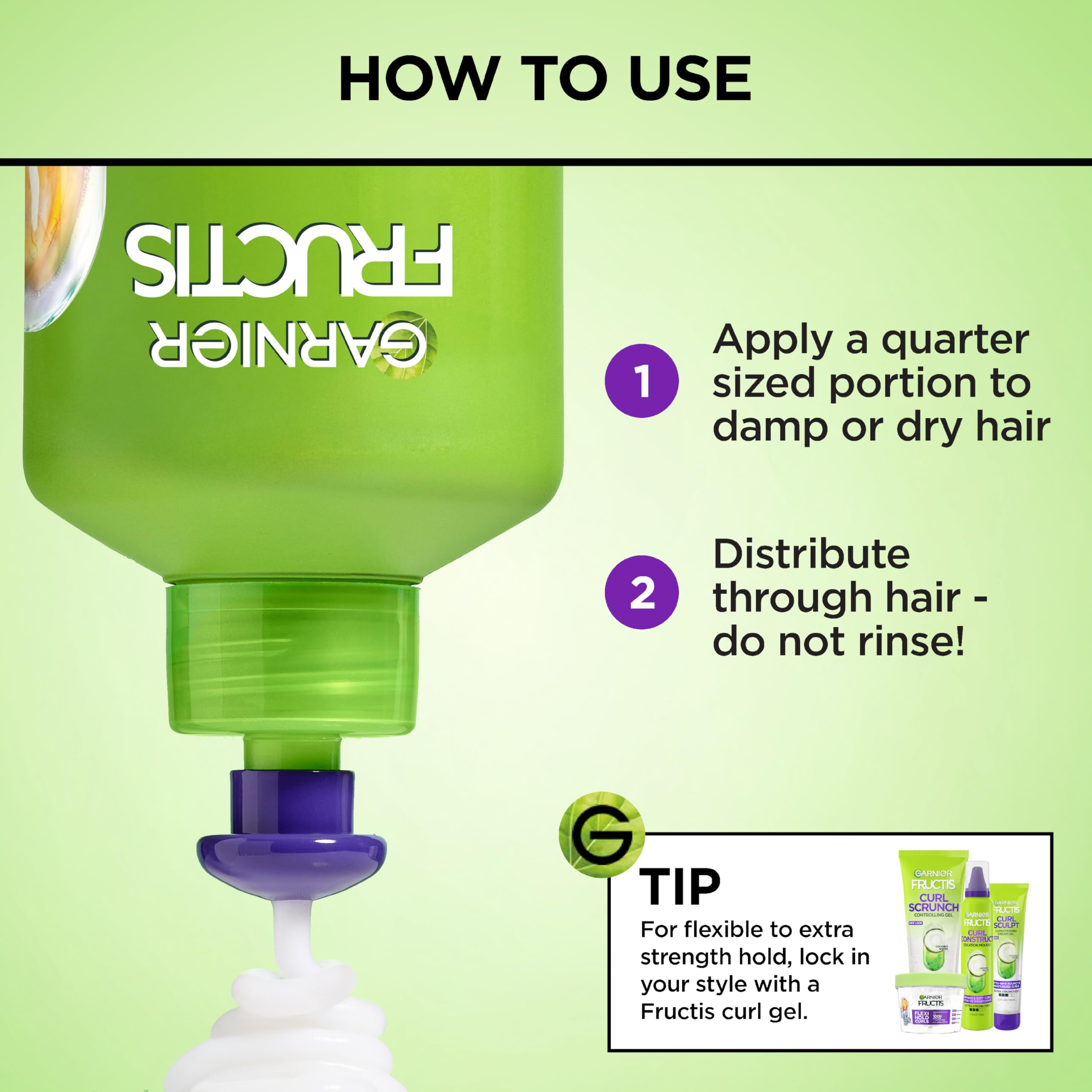 Garnier Fructis Curl Nourish Air Dry Cream, Sulfate Free Defining Butter Leave-in Conditioner, 10.2 Fl Oz, 2 Count (Packaging May Vary)