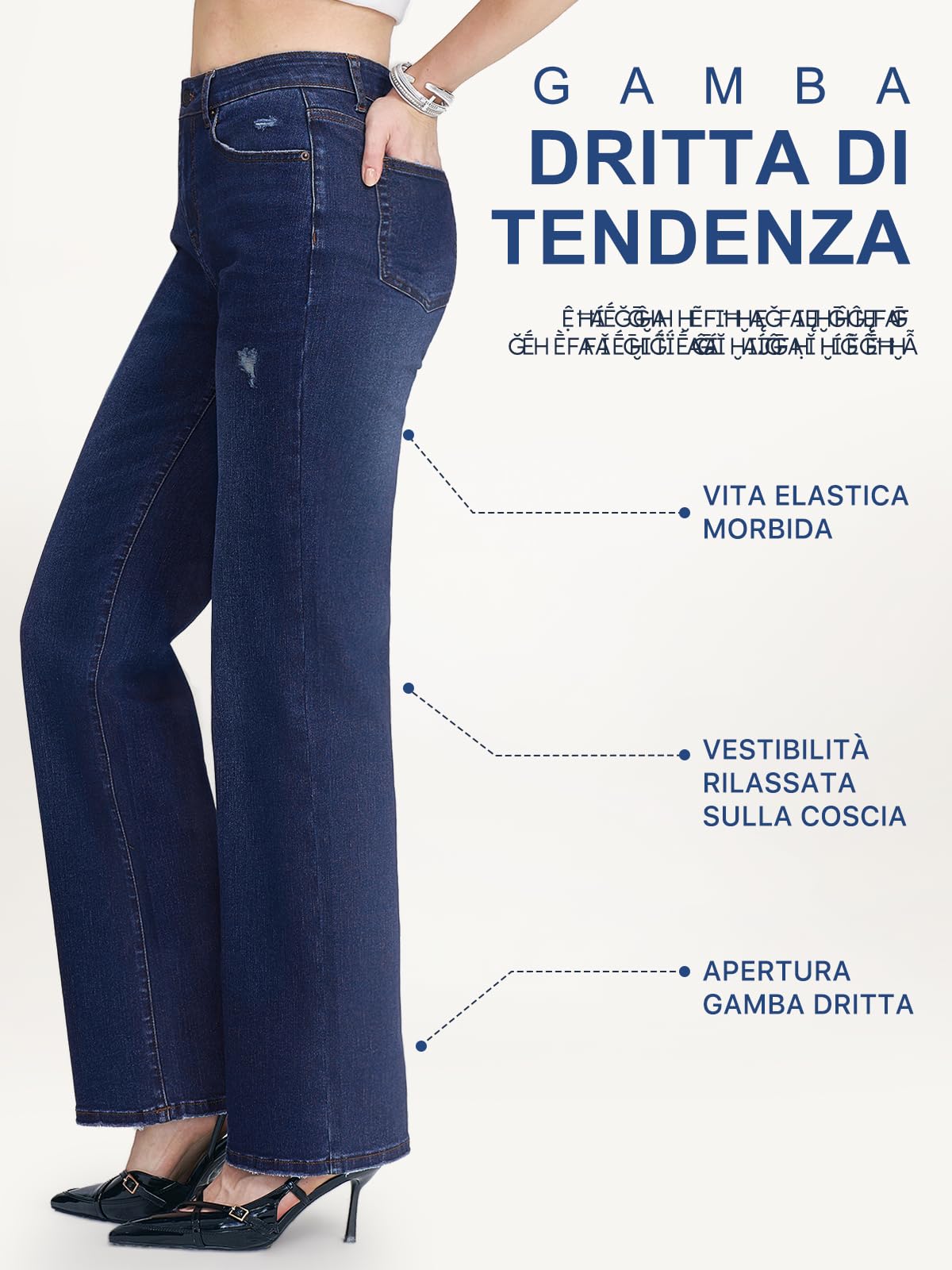 Jeans Donna a Vita Alta - Elasticizzati a Gamba Dritta e Larga, Pantaloni in Denim Comodi con vestibilità Precisa