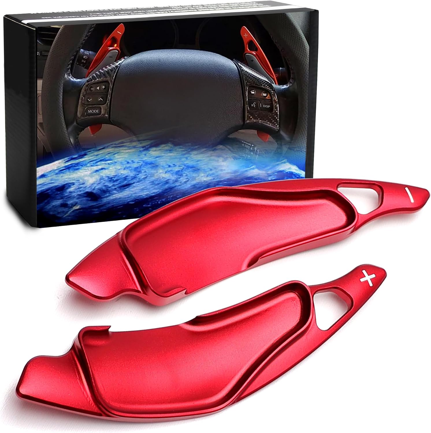 iJDMTOY JDM Sports Red Aluminum Paddle Shifter Extension Kit Compatible with Lexus 2006-2013 2nd Gen IS250 IS350 is-F