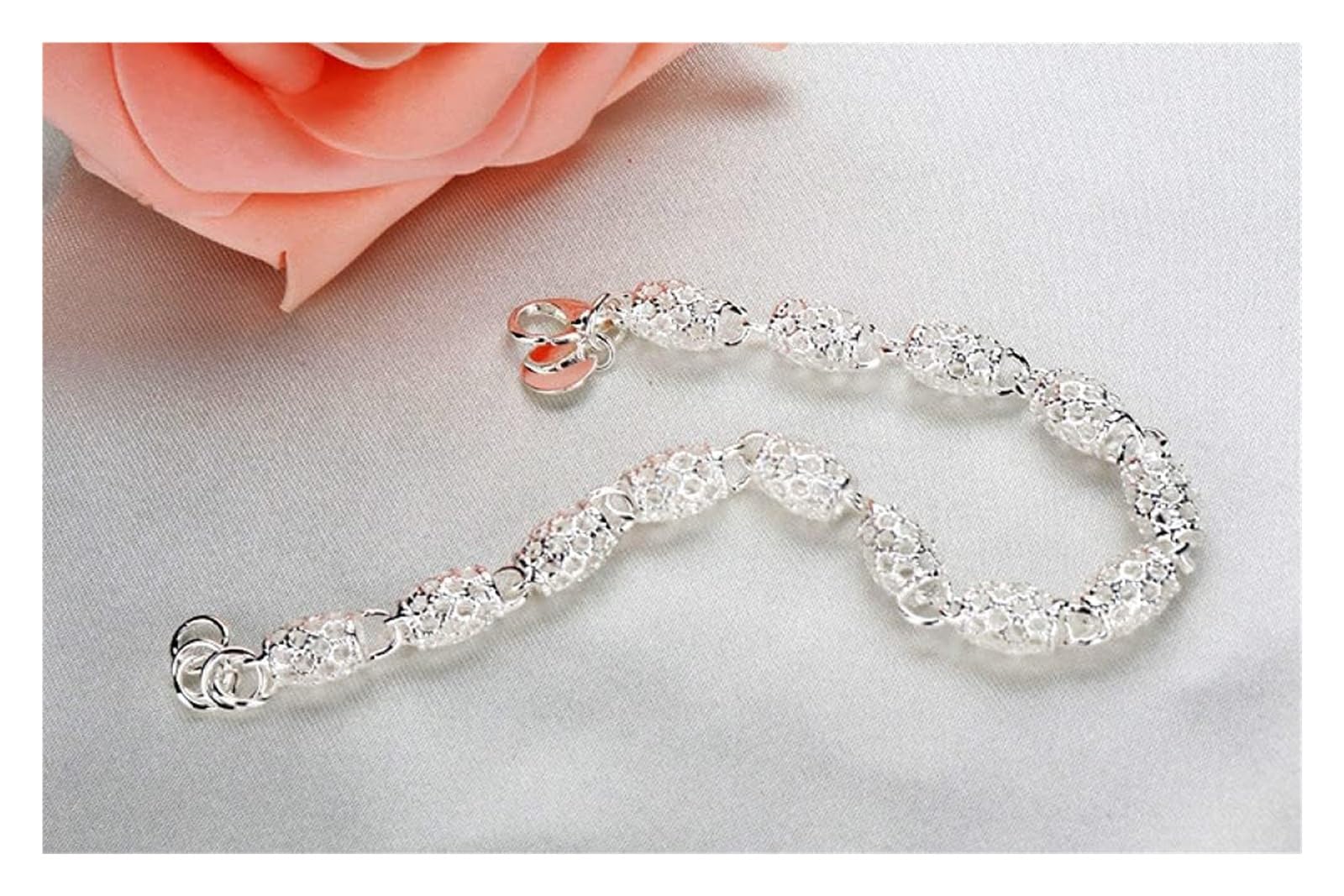 Bracciali Gioielli Bracciale in Argento da Donna Bracciale da Donna in Argento Sterling 925 con Perline vuote Perline