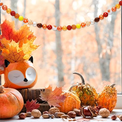 Miniatura 6 de Waline - Juego de 60 cuentas acrílicas mixtas de otoño de 0.787 pulgadas (0.787 in), cuentas espaciadoras gruesas para manualidades, joyas,