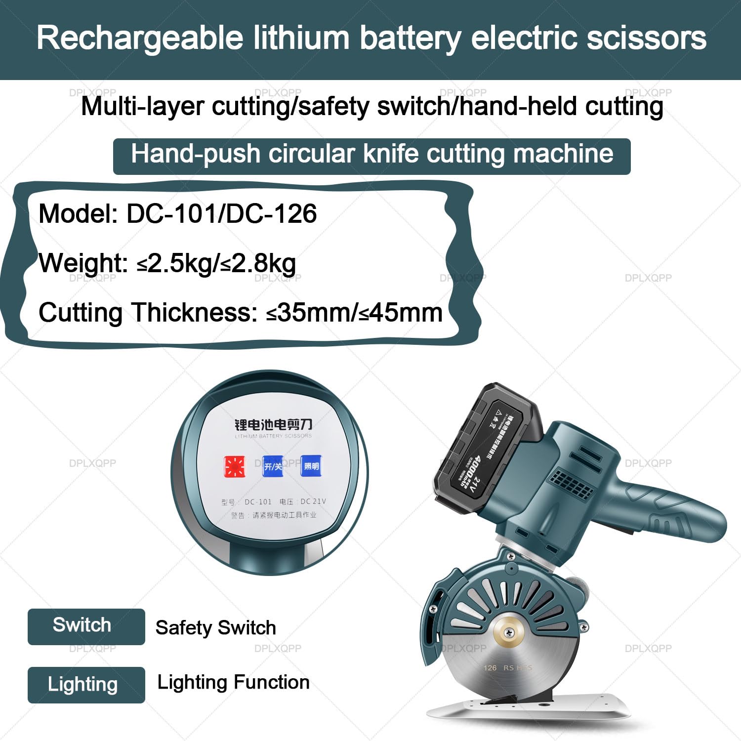 Cortador de tela eléctrico inalámbrico, cortador giratorio de 21 V con batería y cargador, 4000 mAh de potencia de larga duración para sastrería, manualidades