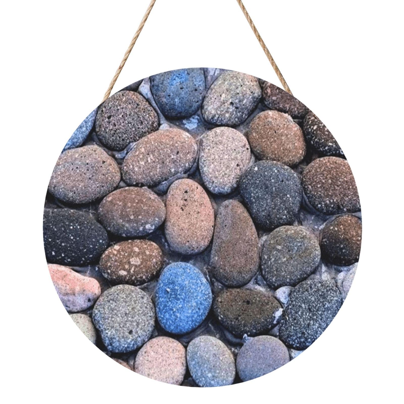 InOmak Goose Soft Stone In Water, Round Wood Panel Painting 12 in, Wall Hanging Painting For Home